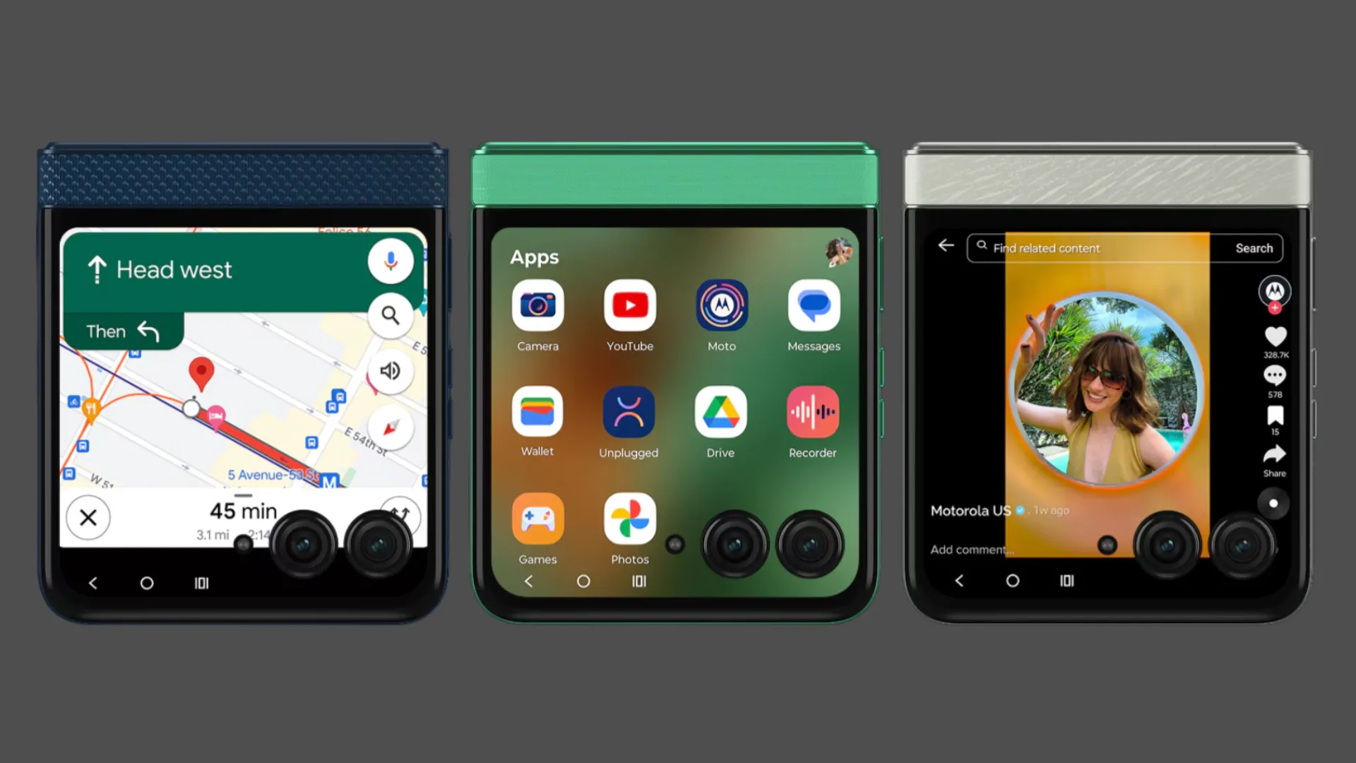 Ảnh giao diện người dùng Hello UI trên màn hình phụ của Moto Razr 2025