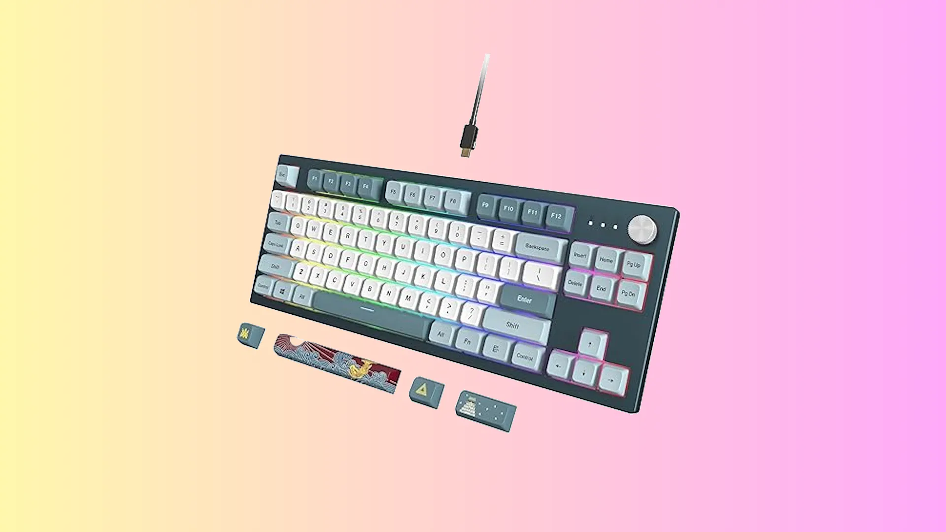 Bàn phím gaming TKL Montech MKey giá phải chăng, có núm xoay đa chức năng.