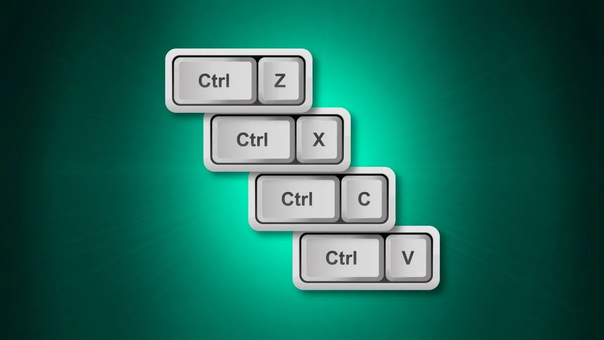 Bộ phím tắt Ctrl+Z, Ctrl+X, Ctrl+C, Ctrl+V trên bàn phím, nhấn mạnh khả năng hoàn tác lỗi