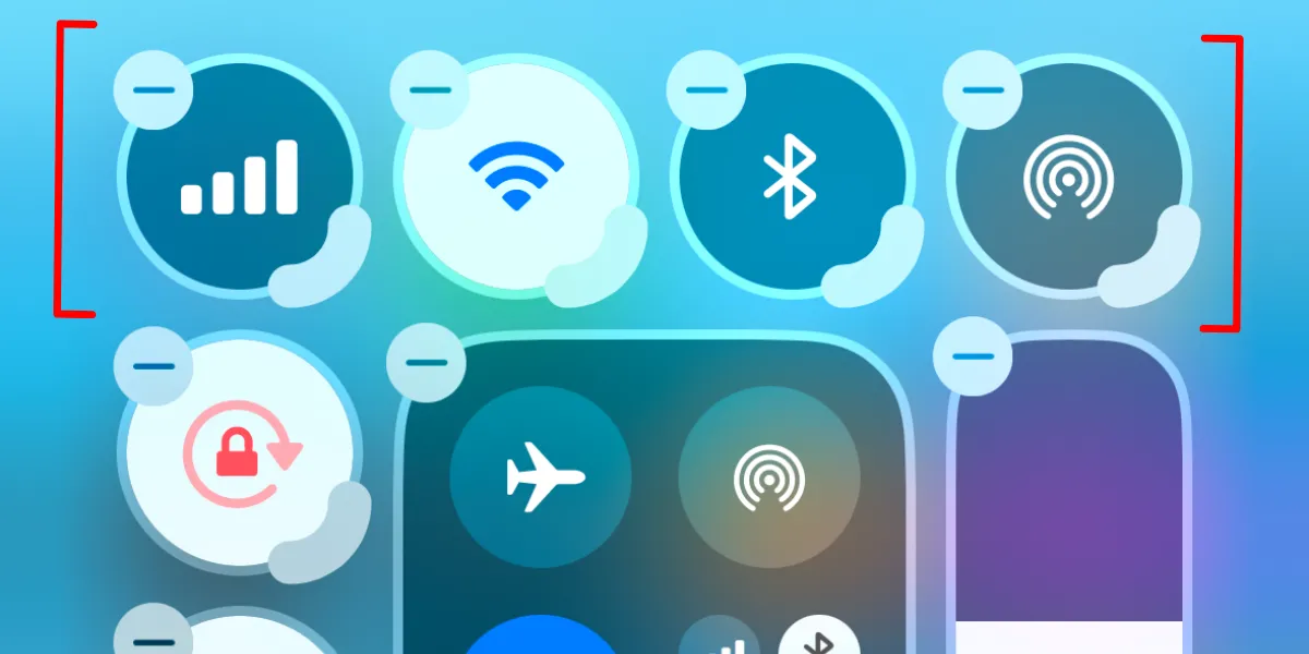Bốn tùy chọn kết nối chính được sắp xếp lại trên Control Center iOS 18