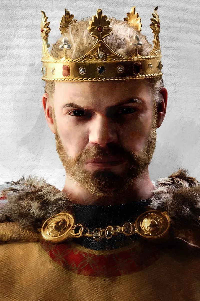 Chân dung một nhân vật quý tộc và giao diện quản lý dòng họ trong game Crusader Kings 3