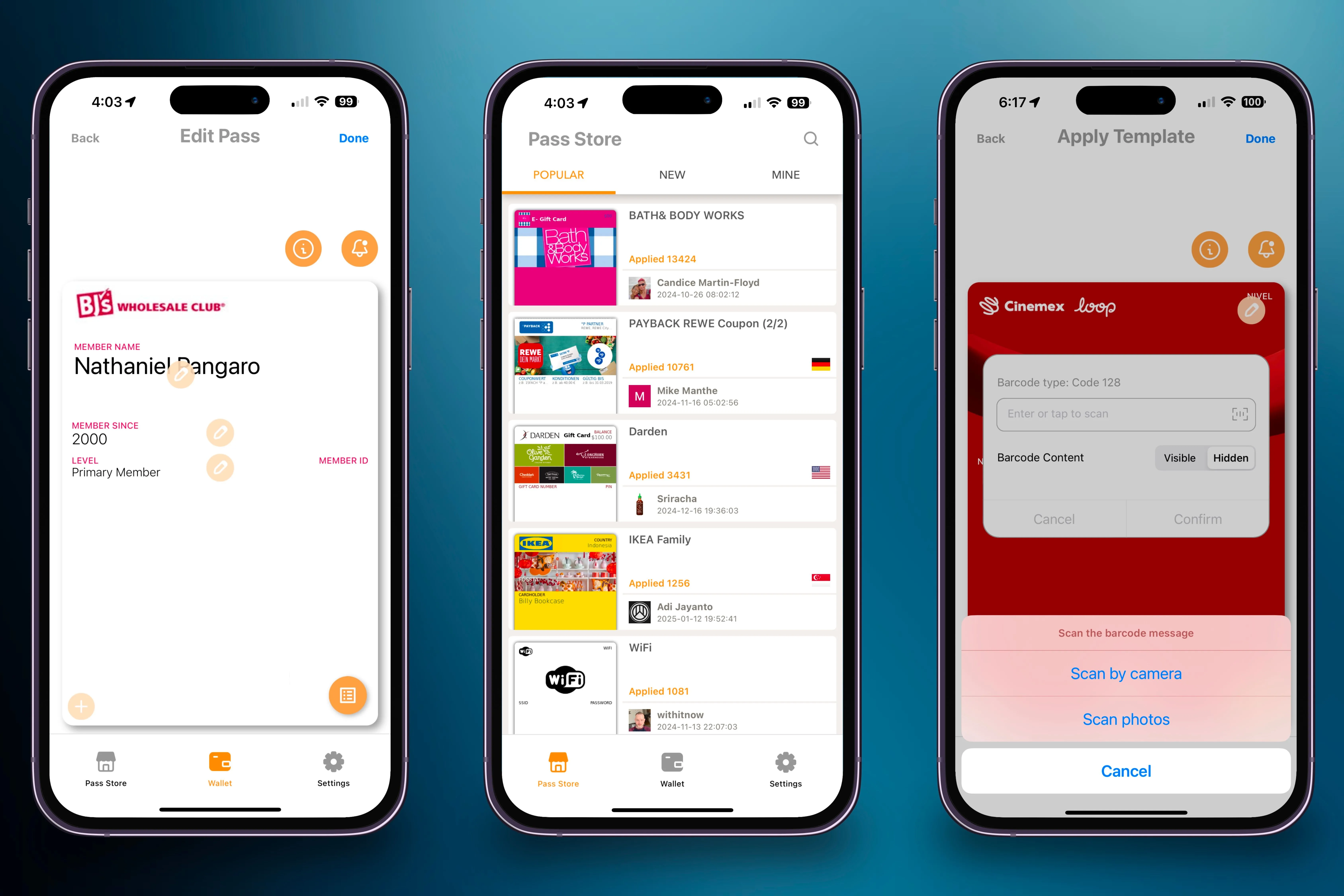 Chọn mẫu thẻ từ Pass Store trong Pass2U, nhập thông tin cá nhân và tích hợp tài khoản để tạo thẻ kỹ thuật số nhanh chóng.