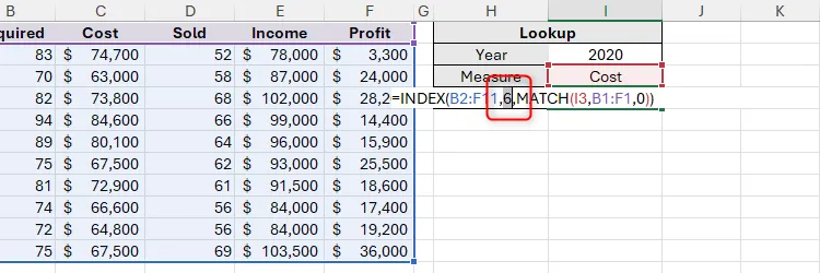 F9 is pressed after part of a formula in Microsoft Excel is selected to reveal that it produces the expected result.