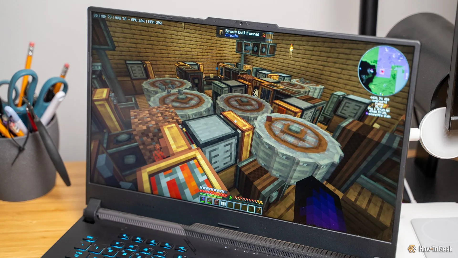 Farm sắt tự động xây dựng bằng Create Mod trong Minecraft, hoạt động hiệu quả khi host trên server.