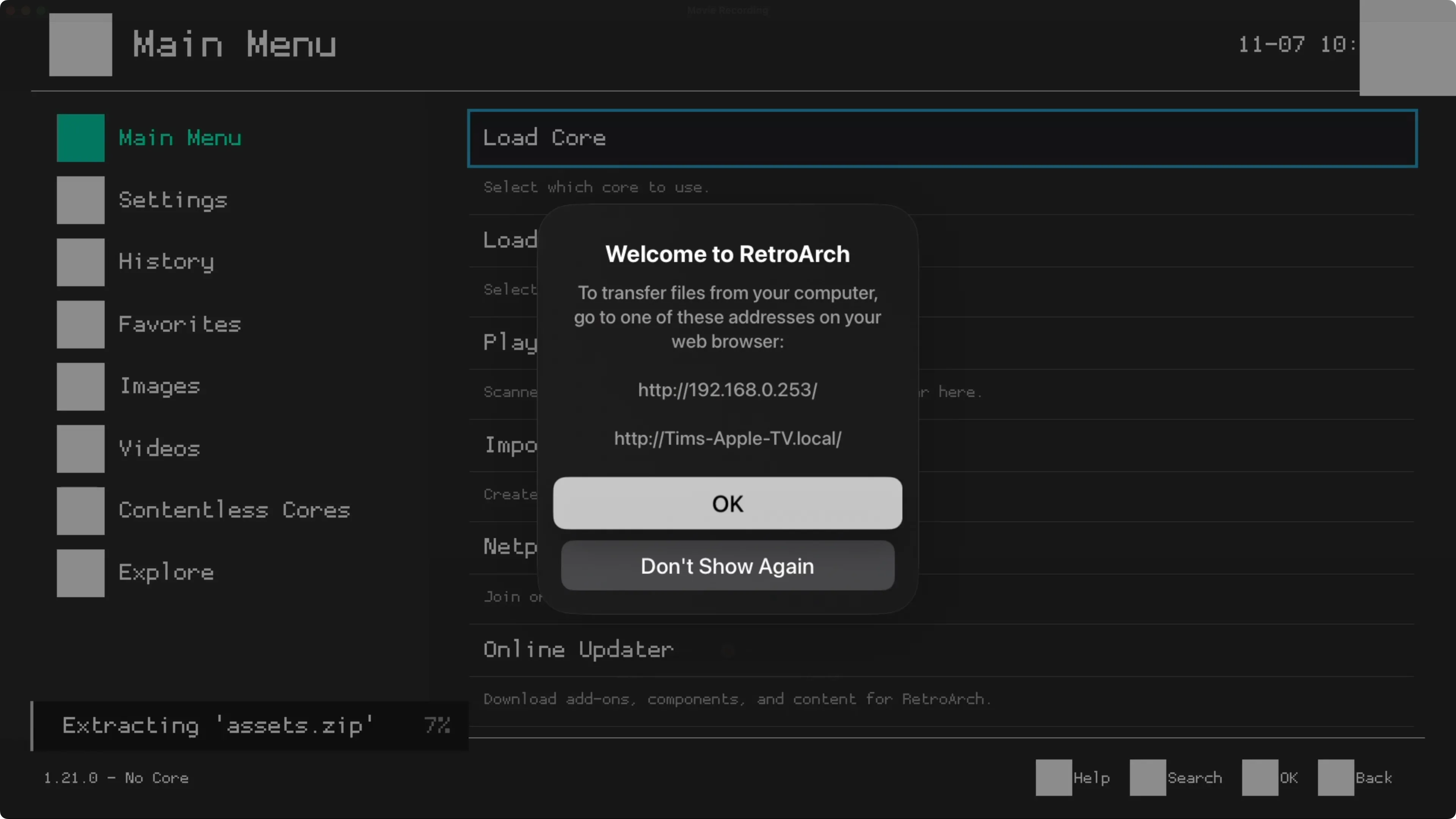 Giao diện chuyển file ROM và BIOS tới RetroArch qua trình duyệt web