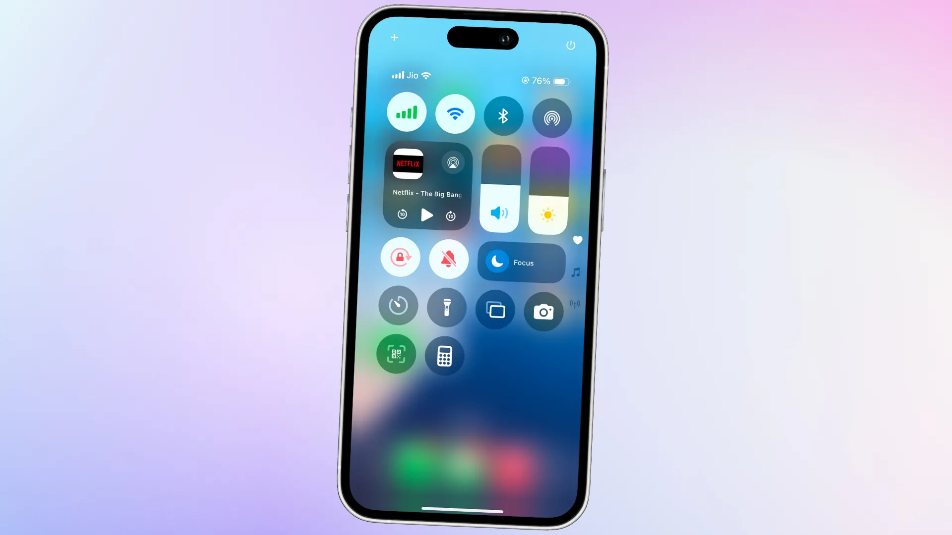Giao diện Control Center iOS 18 sau khi tùy chỉnh các cài đặt nhanh