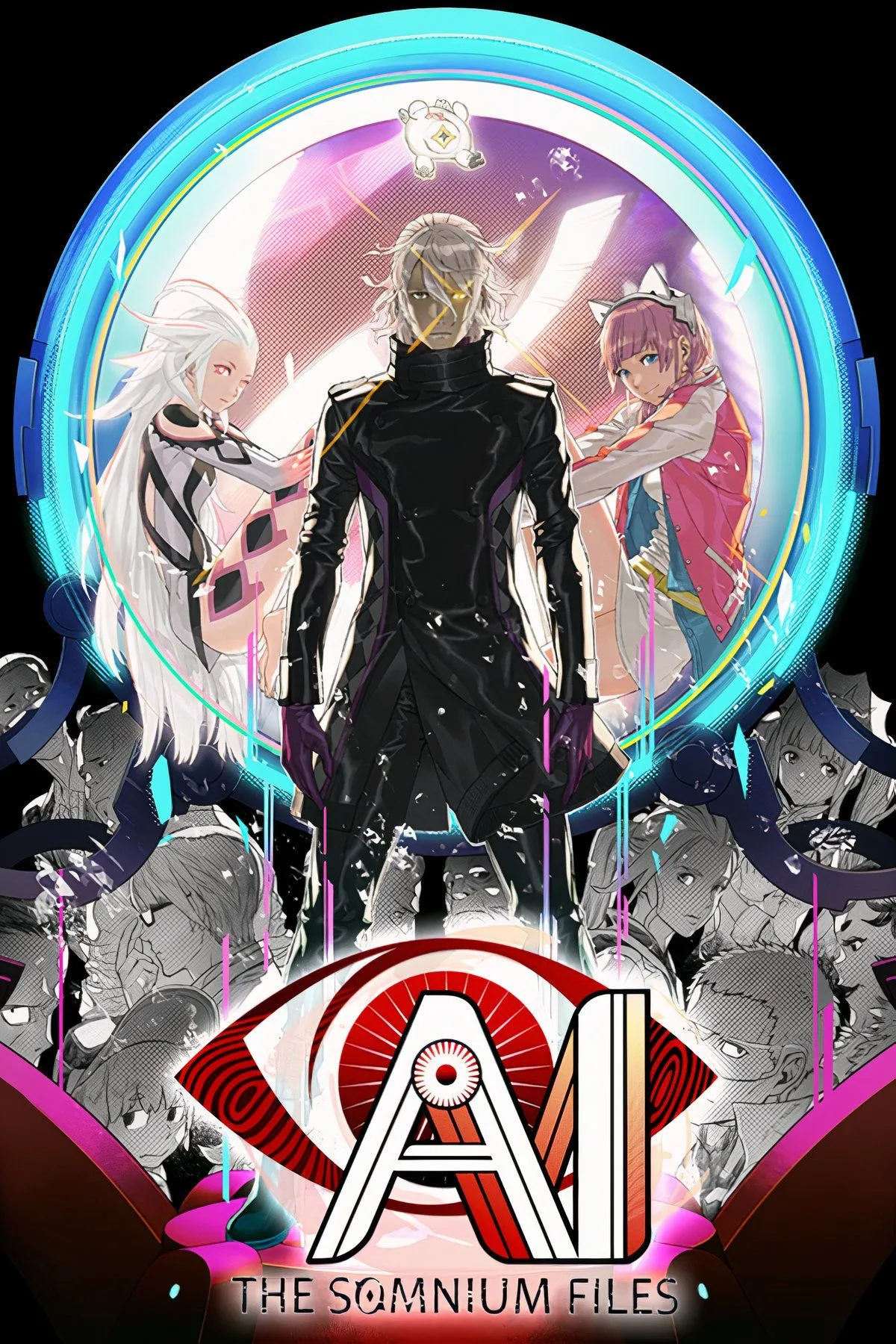 Giao diện điều tra trong AI: The Somnium Files, hiển thị các tùy chọn và thông tin vụ án.