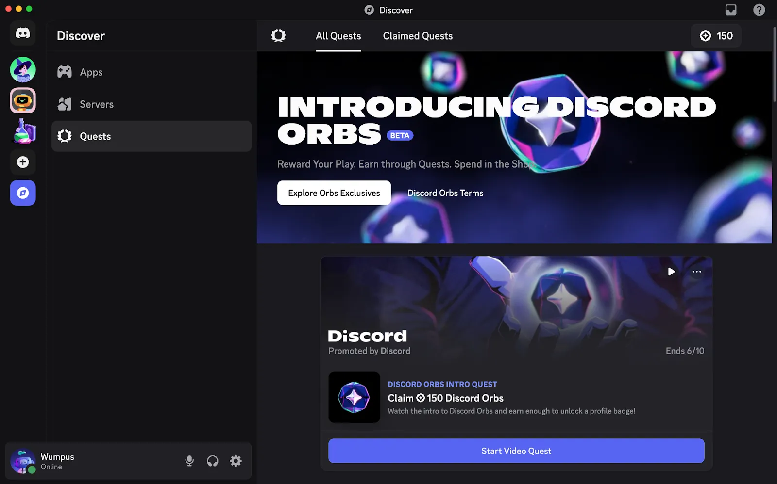 Giao diện hiển thị Discord Orbs và các phần thưởng độc quyền trong Discord Shop, minh họa cách sử dụng tiền tệ mới.