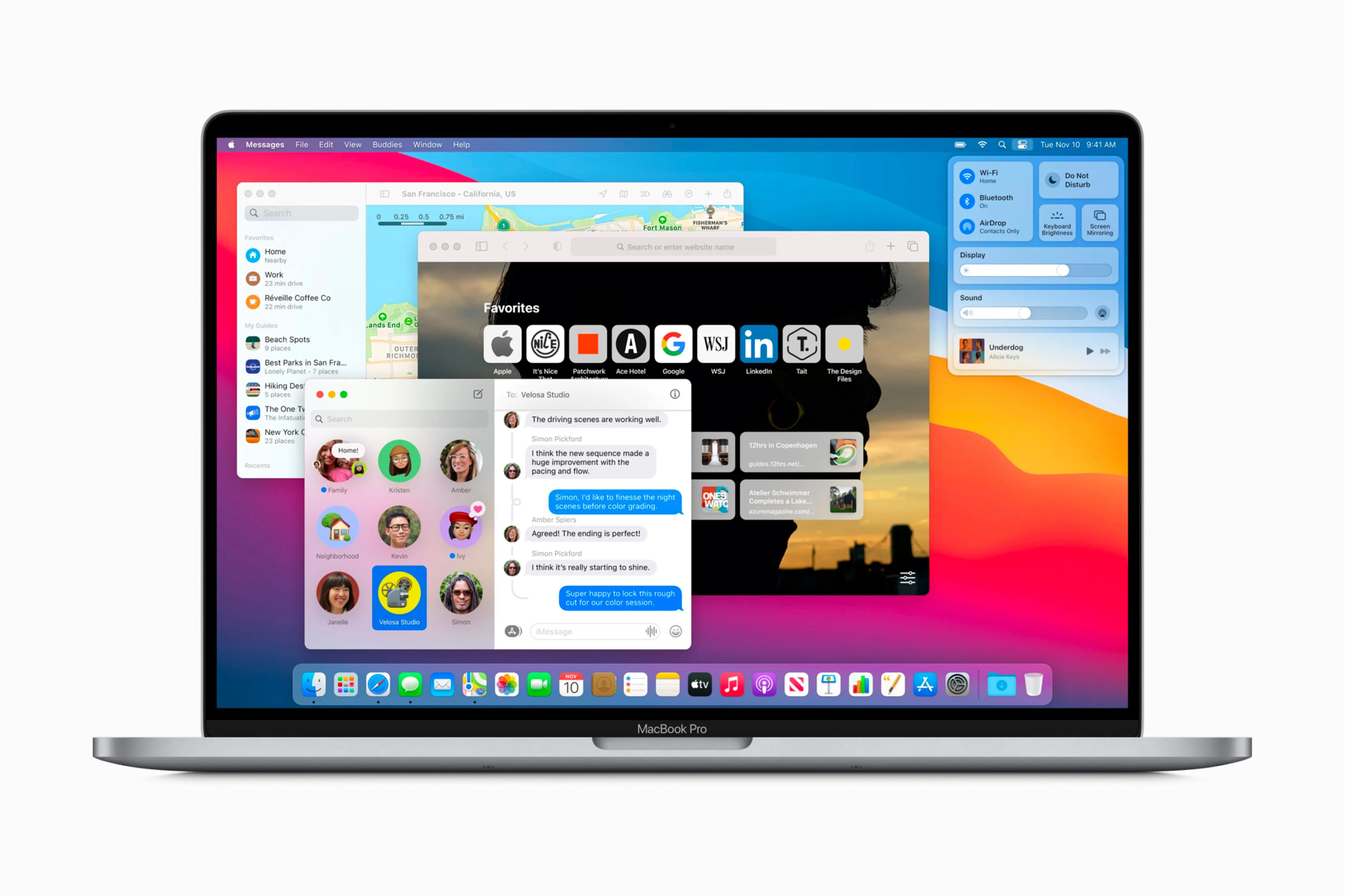 Giao diện macOS Big Sur trên máy Mac với thiết kế đồng bộ hơn các hệ điều hành Apple khác