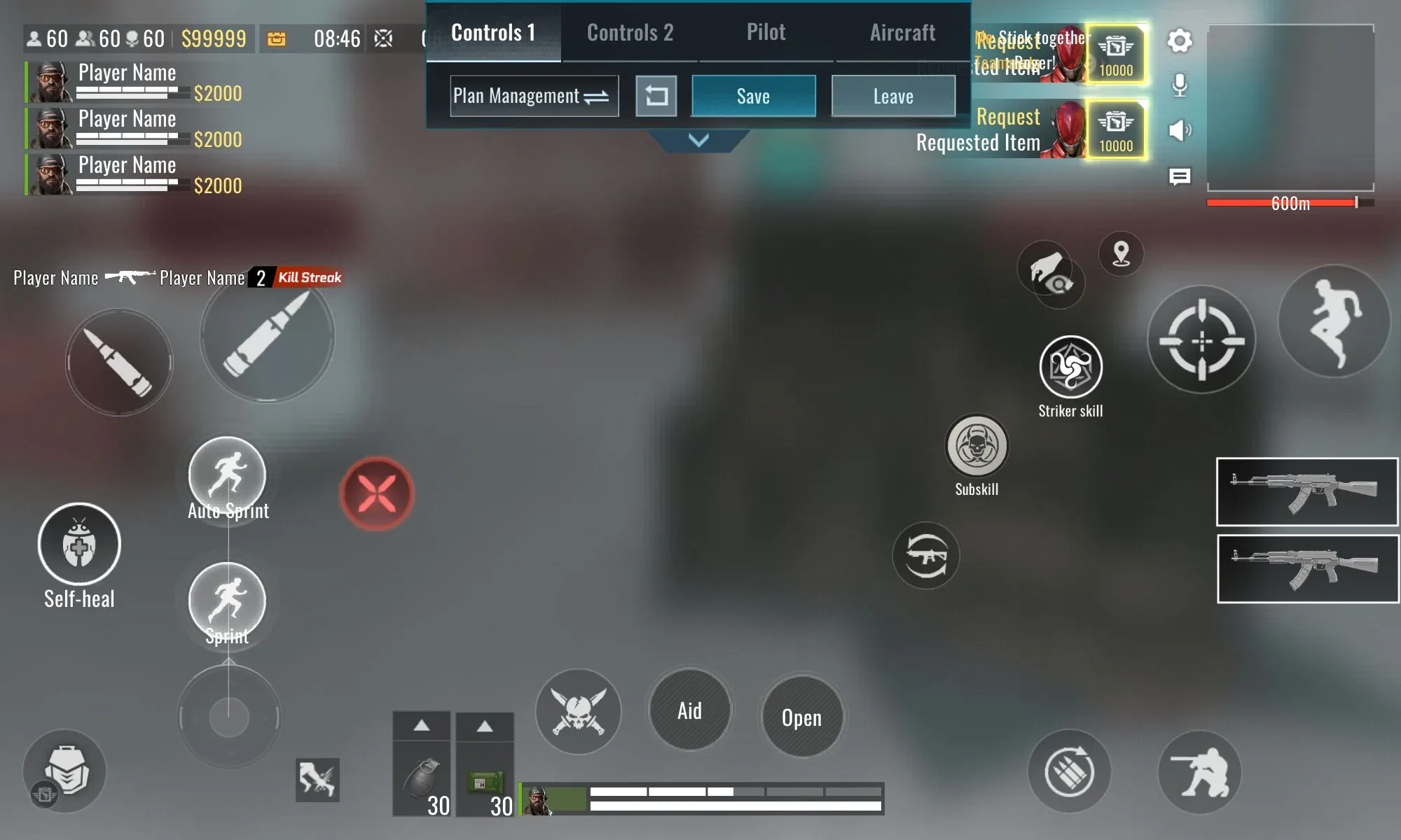 Giao diện tùy chỉnh điều khiển game Blood Strike trên tablet Android, cho phép người chơi sắp xếp các nút tự do và thoải mái hơn.