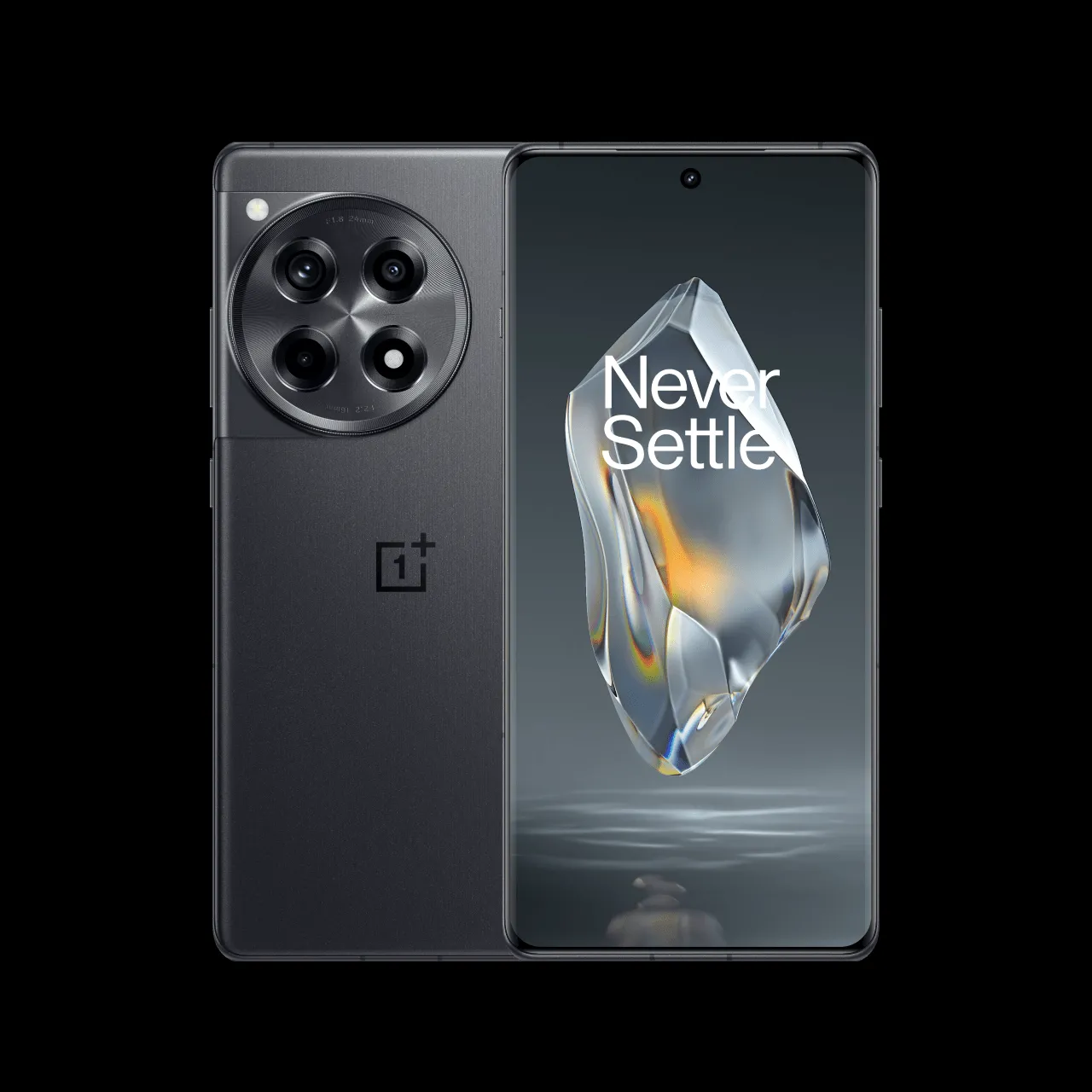 Hình ảnh điện thoại OnePlus 12R màu xám, góc nhìn trực diện, làm nổi bật màn hình lớn và sắc nét, đại diện cho điện thoại Android giá rẻ mạnh mẽ dưới 12 triệu đồng.