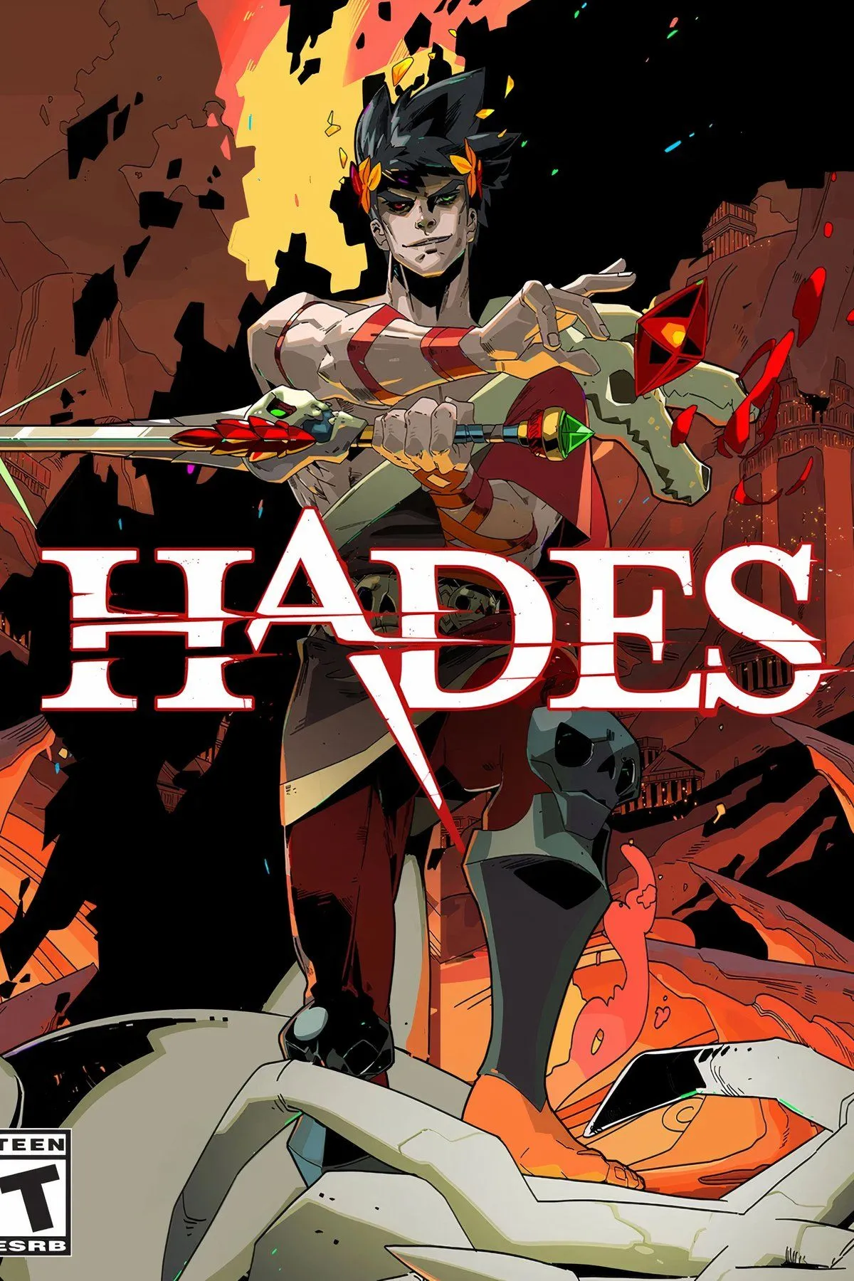 Hình ảnh gameplay từ Hades với các hiệu ứng kỹ năng nổi bật trong dungeon.