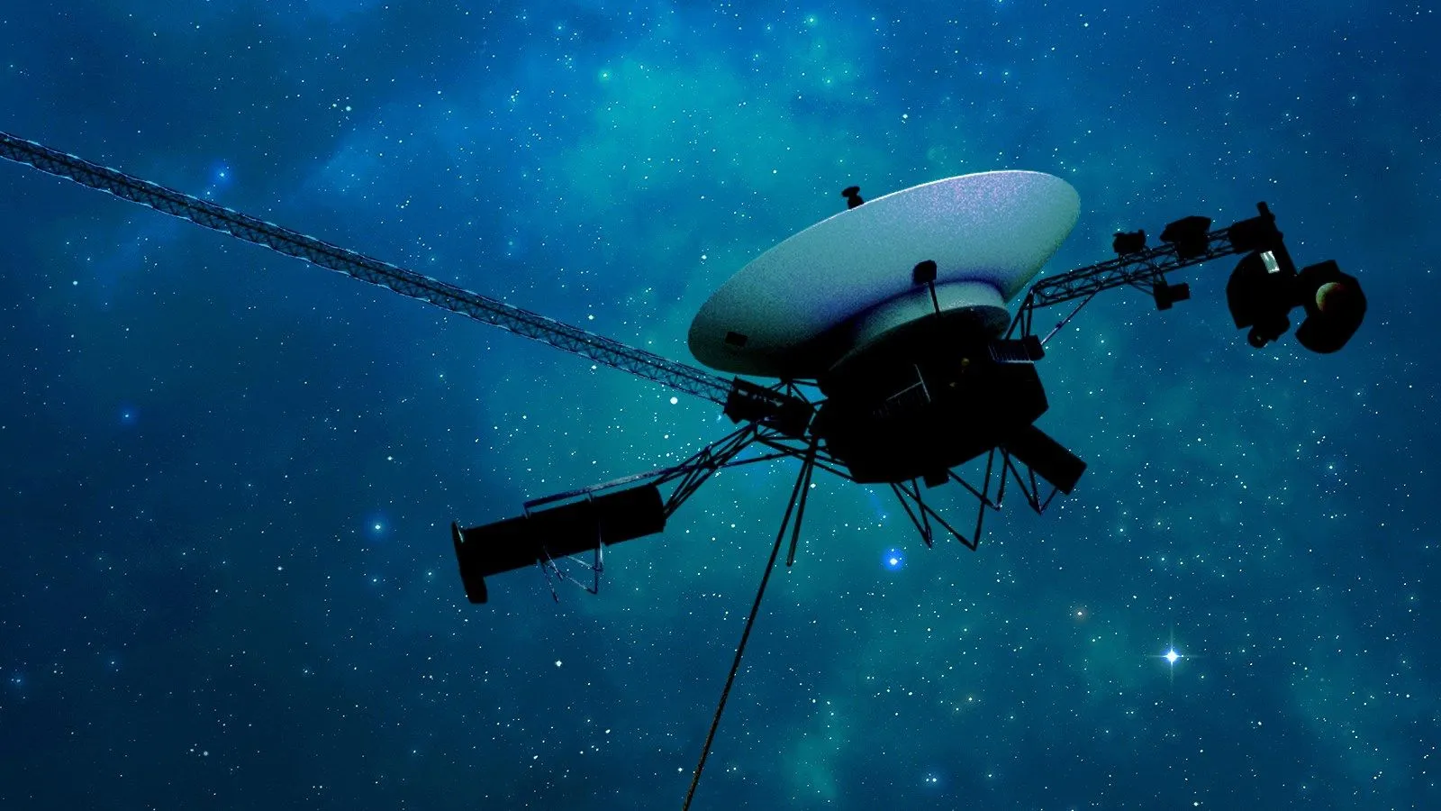 Hình ảnh nghệ thuật mô tả tàu vũ trụ Voyager 1 của NASA đang di chuyển trong không gian giữa các vì sao