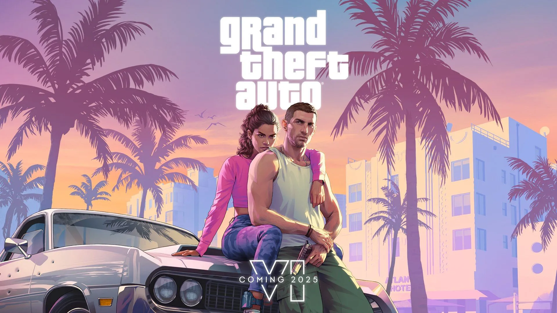 Logo chính thức của tựa game Grand Theft Auto 6 (GTA 6), đại diện cho tin tức về tiến độ phát triển game.