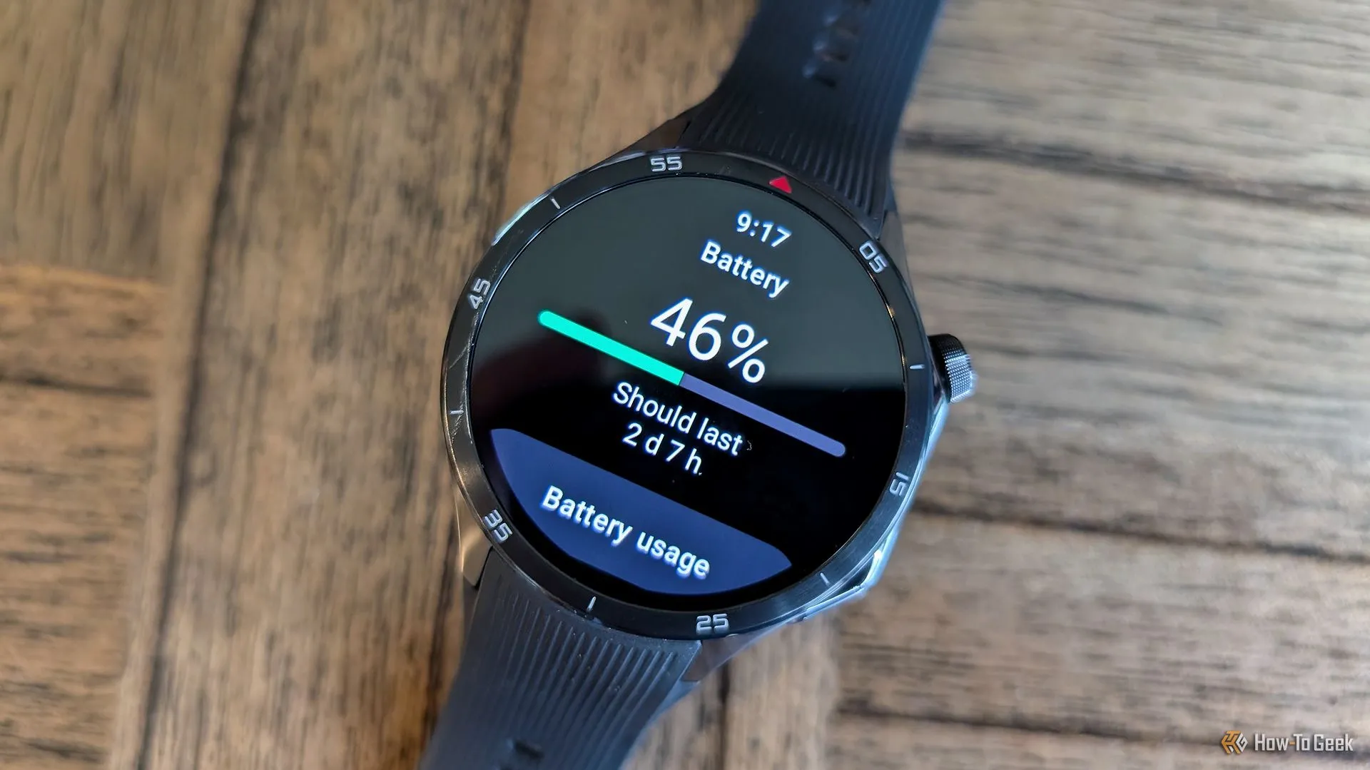Màn hình hiển thị trạng thái pin của OnePlus Watch 3, minh chứng cho thời lượng sử dụng vượt trội.