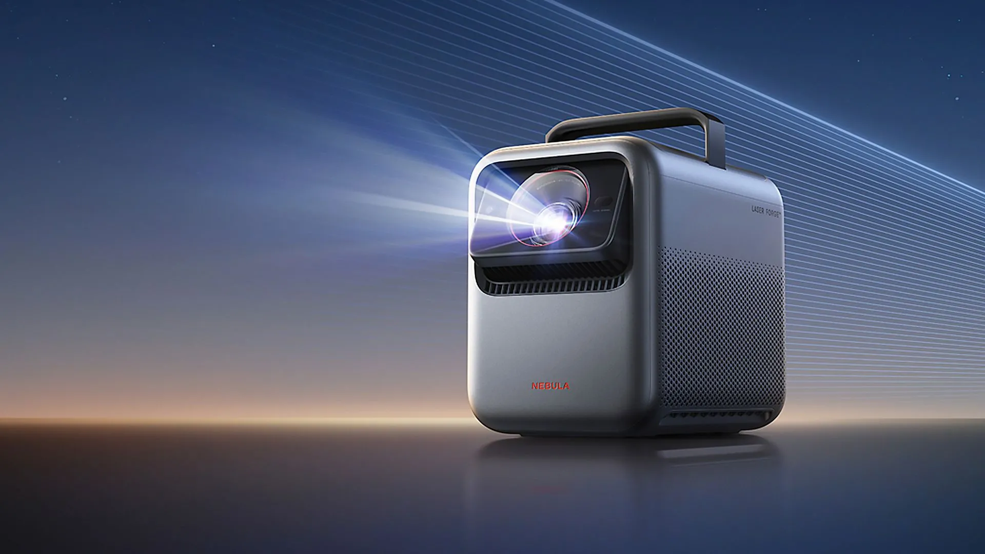 Máy chiếu Anker Nebula X1 đang chiếu hình ảnh một buổi hòa nhạc ngoài trời