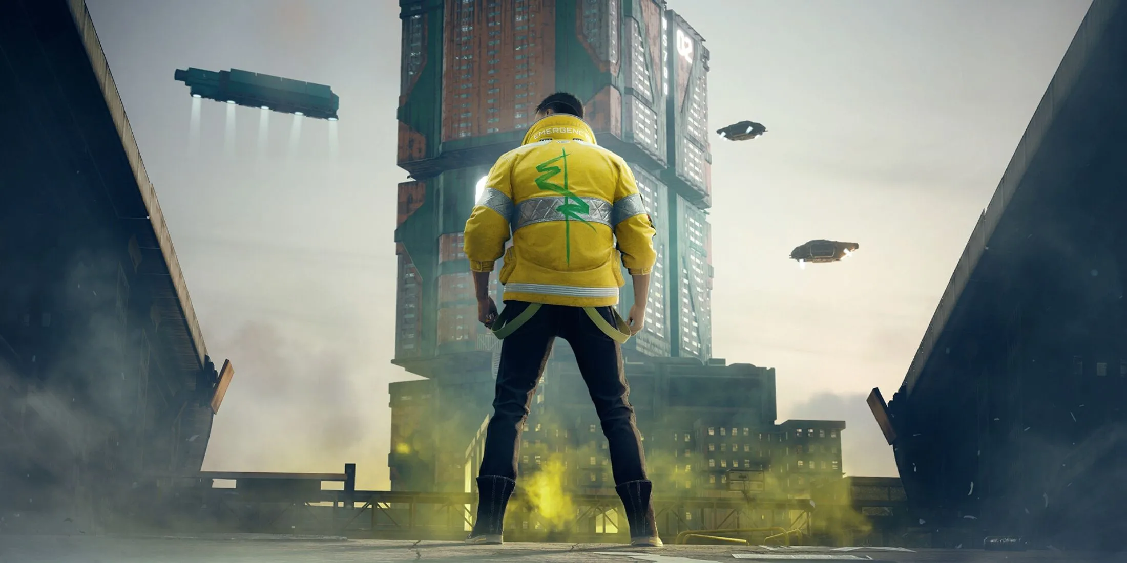 Một cảnh ấn tượng của nhân vật trong Cyberpunk 2077 với hiệu ứng ánh sáng neon đặc trưng.
