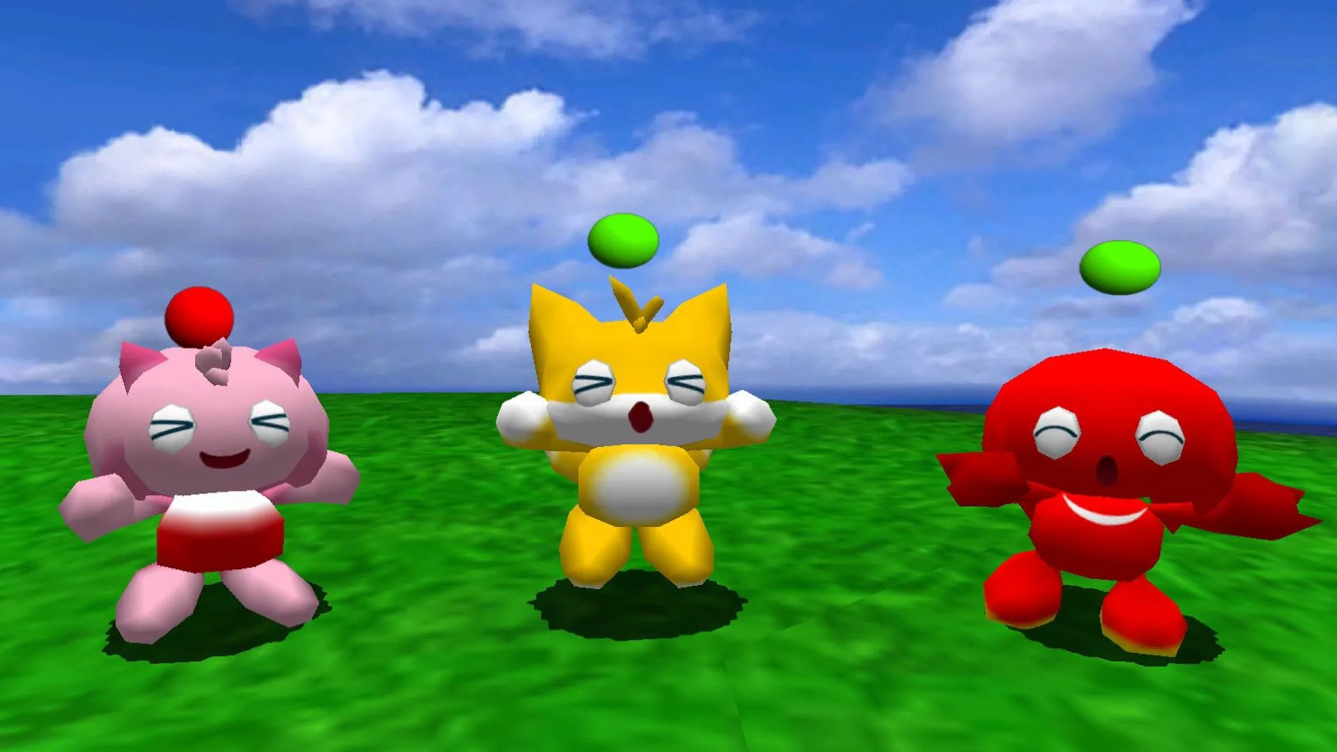 Những chú Chao đặc biệt mang hình dáng các nhân vật nổi tiếng Amy, Tails và Knuckles từ Sonic Adventure 2, thể hiện sự đa dạng tùy biến.