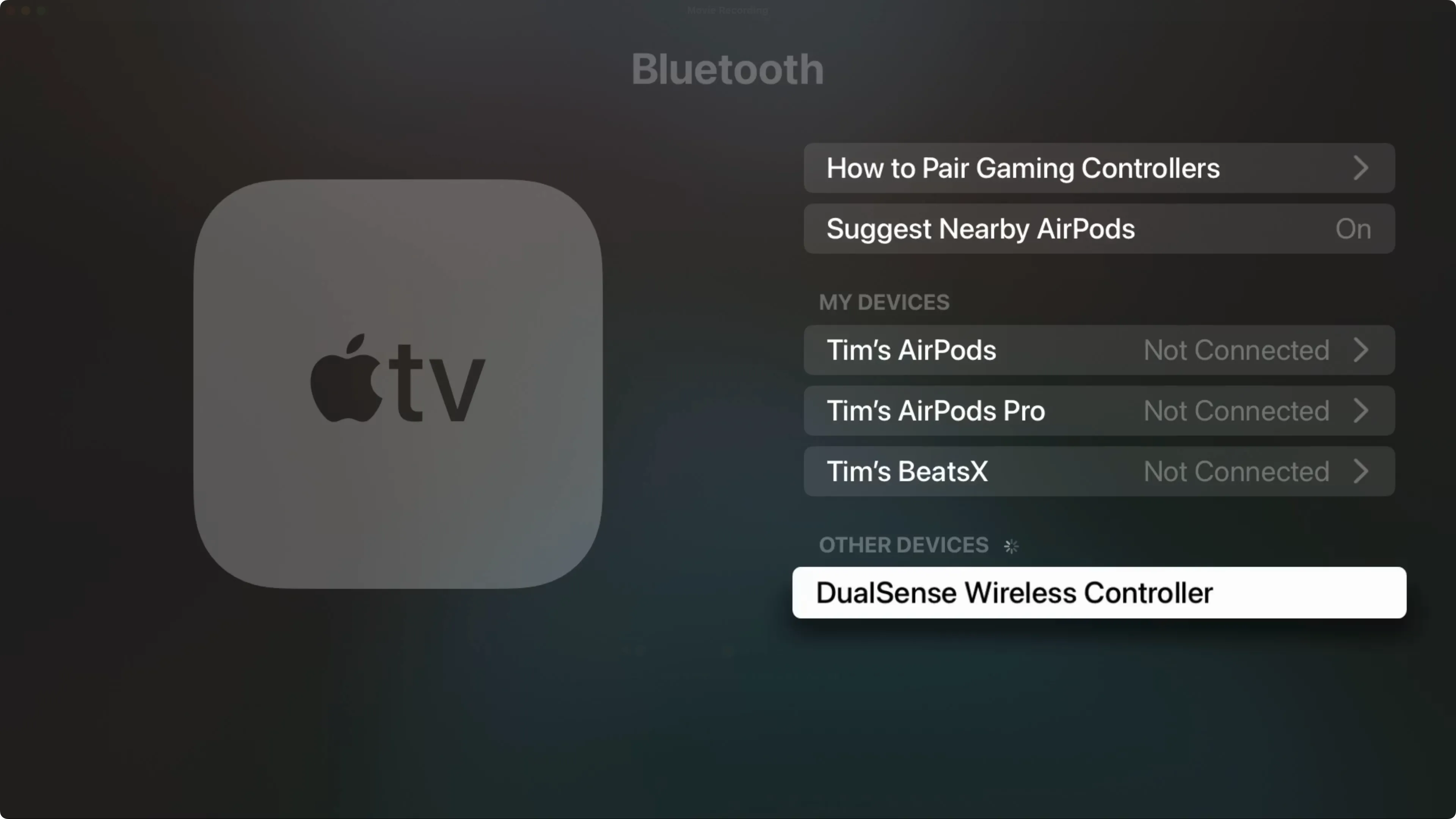 Quá trình ghép nối tay cầm DualSense PlayStation với Apple TV