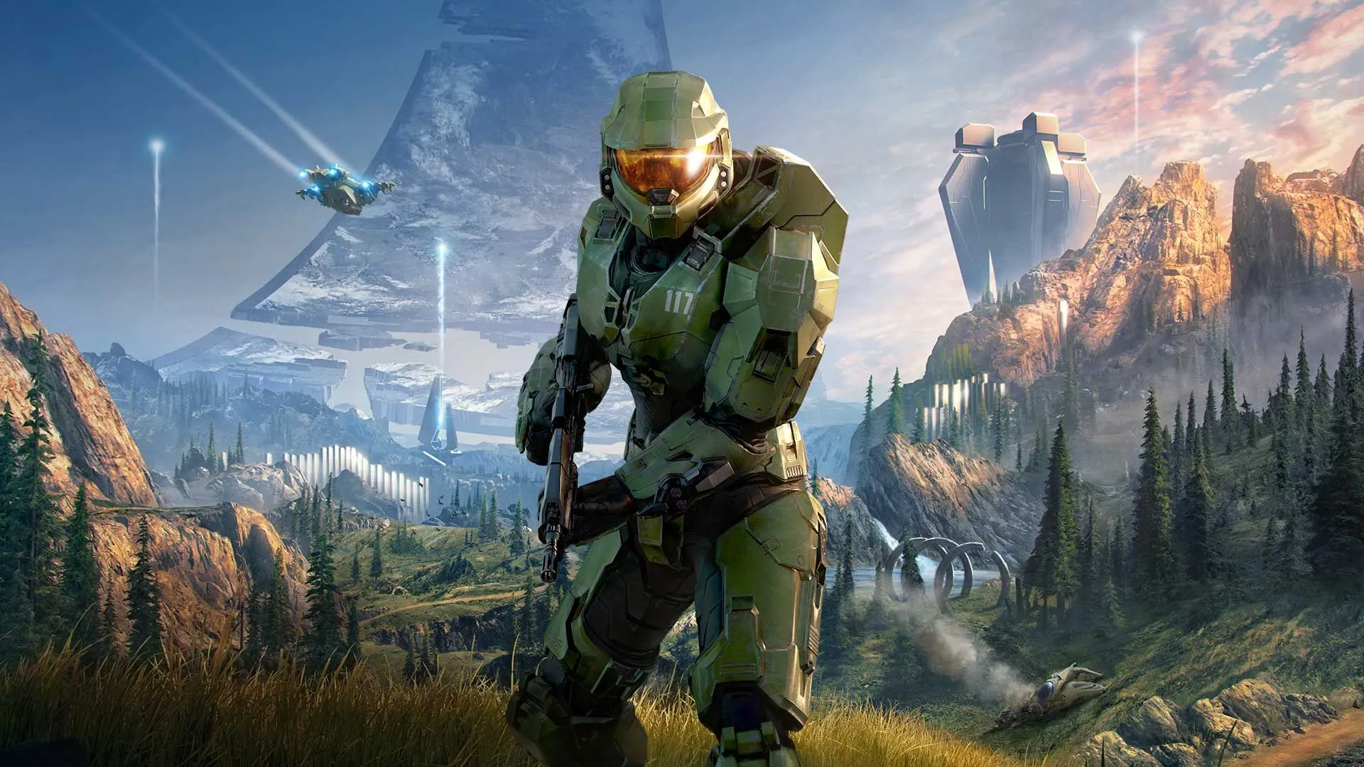 Tác phẩm nghệ thuật chiến dịch của game Halo Infinite, minh họa cho tính năng mới của Microsoft Store cho phép tải xuống tùy chỉnh các phần của game.