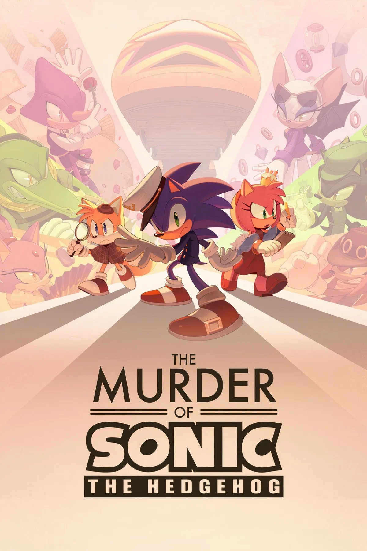 The Murder of Sonic the Hedgehog thể hiện nhân vật Sonic cùng các người bạn thân quen trong không khí một vụ án bí ẩn, gợi mở lối chơi visual novel trinh thám.