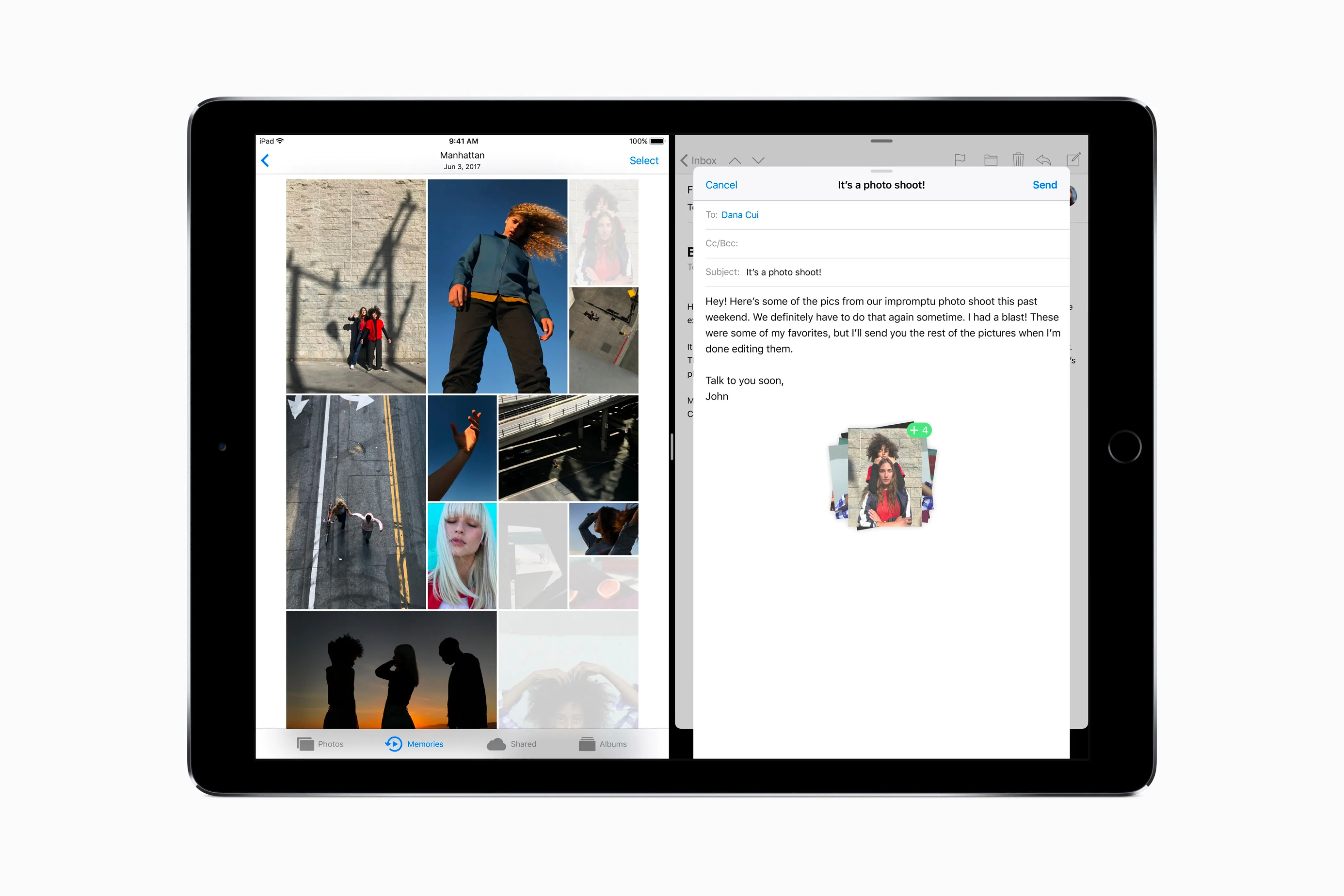 Tính năng kéo và thả tài liệu giữa các ứng dụng được thực hiện trên iPad với iOS 11