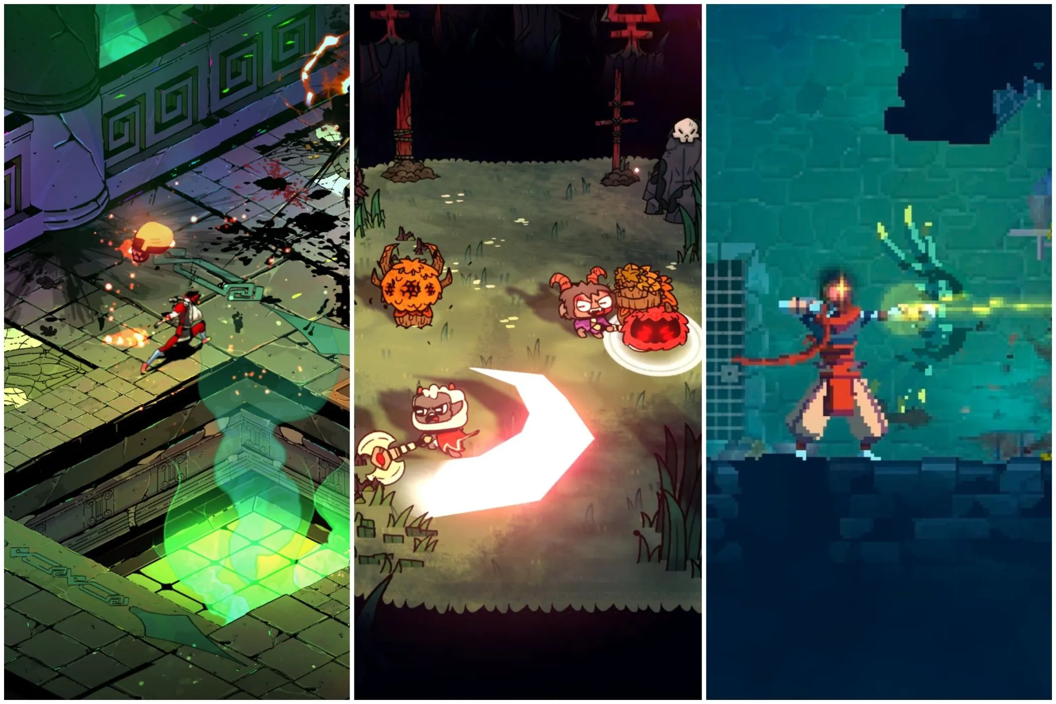 Tổng hợp gameplay từ các tựa game Roguelike nổi tiếng như Hades, Cult of the Lamb và Dead Cells