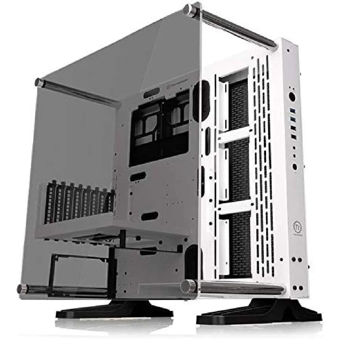 Vỏ case Thermaltake Core P3 TG Snow ATX màu trắng, một lựa chọn phổ biến cho PC treo tường nhưng có chi phí cao.