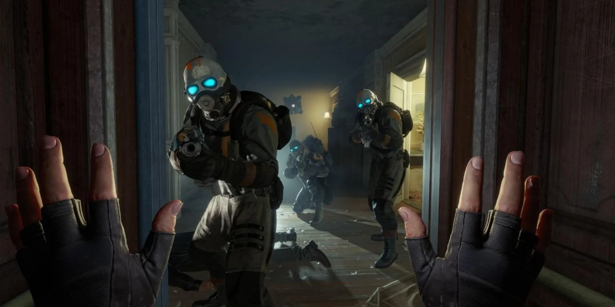 Alyx Vance trong Half-Life: Alyx đang cầm súng trong môi trường đổ nát, thể hiện đồ họa và không khí game ấn tượng.