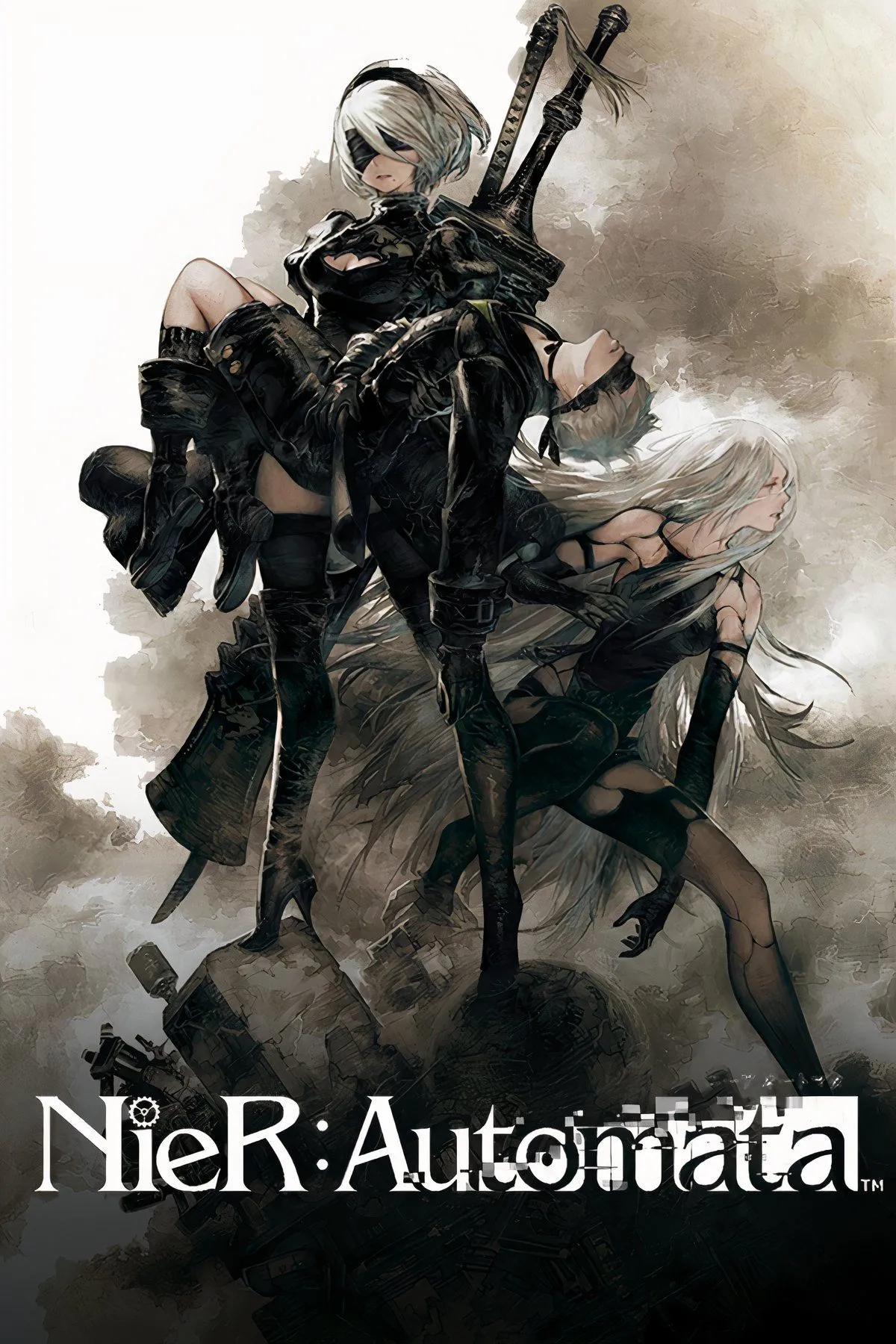 Android 2B chiến đấu chống lại các cỗ máy trong NieR:Automata