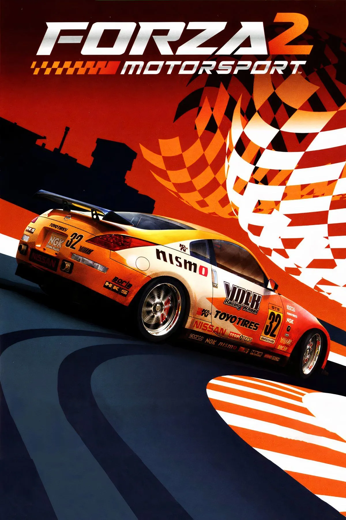 Ảnh bìa game Forza Motorsport 2 với chiếc xe đua đang tăng tốc trên đường
