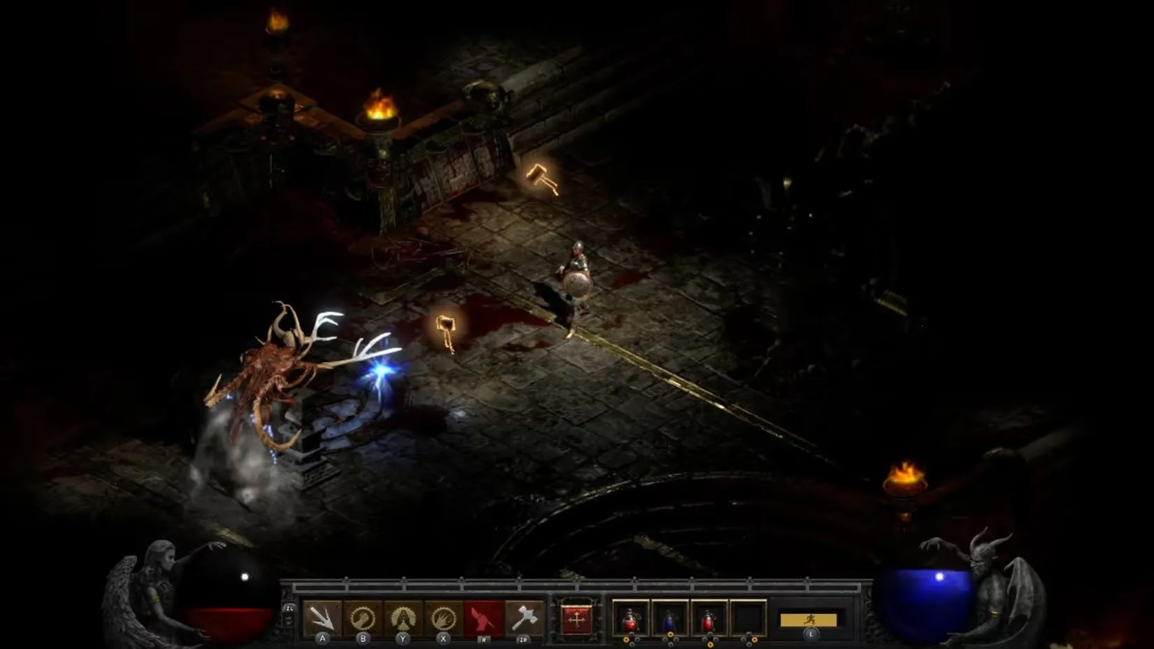 Ảnh chụp màn hình chính thức của Diablo II: Resurrected trên Nintendo Switch, thể hiện đồ họa được nâng cấp.