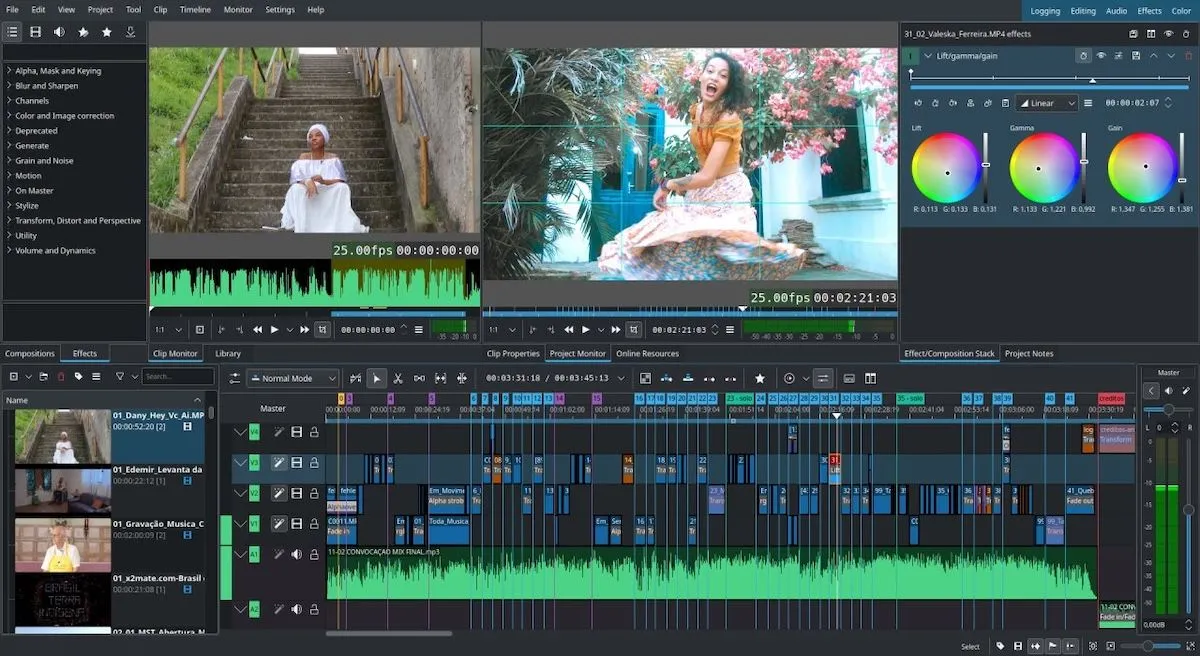 Ảnh chụp màn hình trình chỉnh sửa video Kdenlive