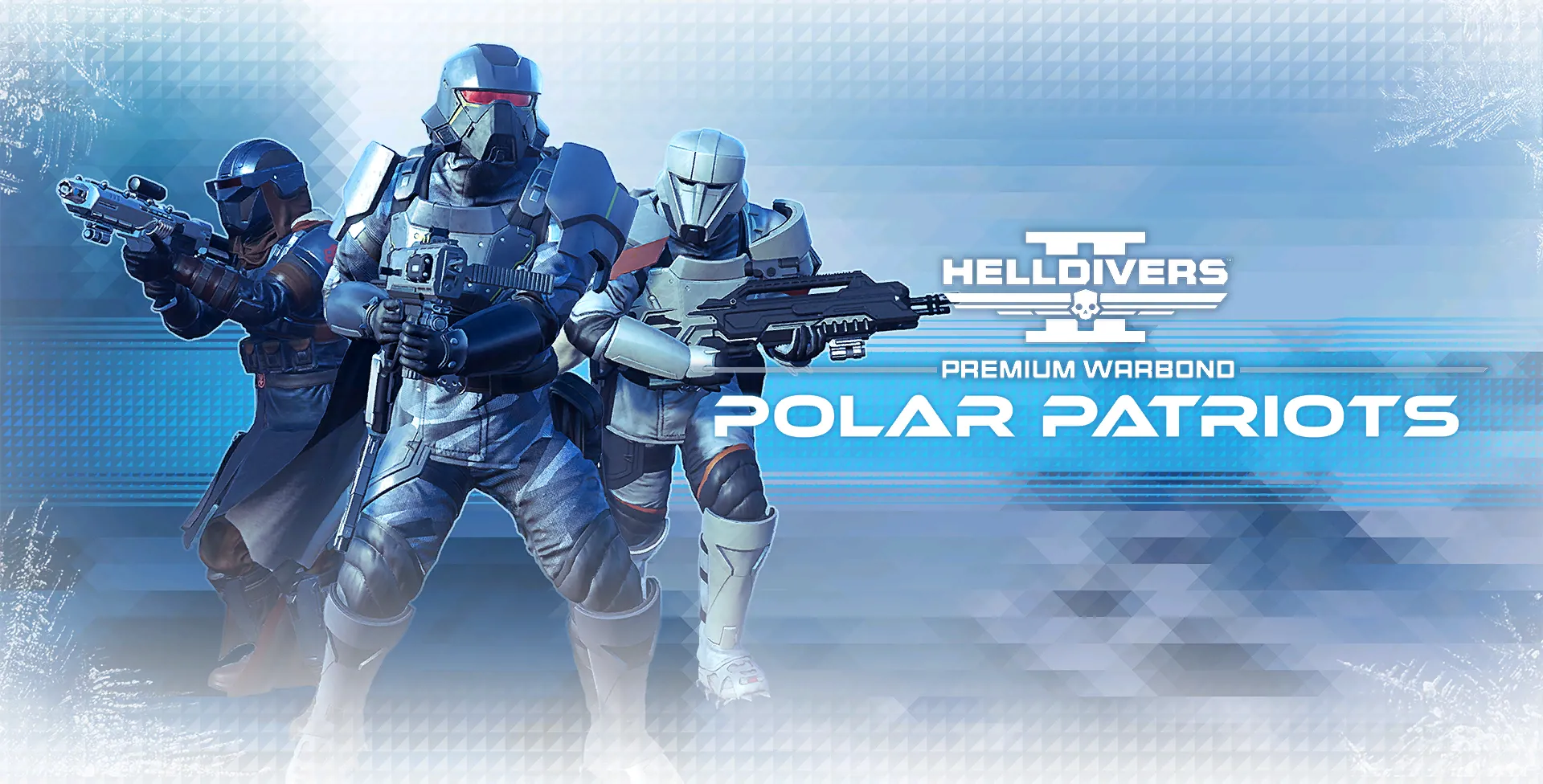 Ảnh minh họa bìa Warbond Polar Patriots của Helldivers 2, thể hiện chủ đề băng giá và quân sự.