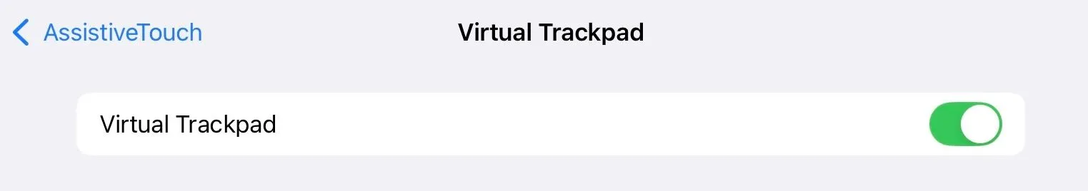 Bật chức năng Trackpad Ảo trong cài đặt iPad sau khi đã kích hoạt AssistiveTouch.