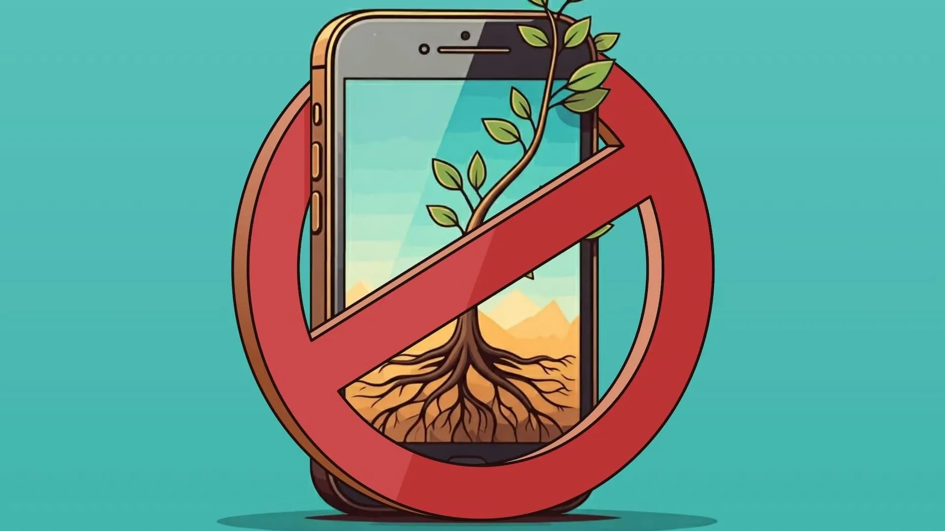 Biểu tượng điện thoại đã root bị gạch chéo, biểu thị nguy hiểm hoặc không được khuyến khích