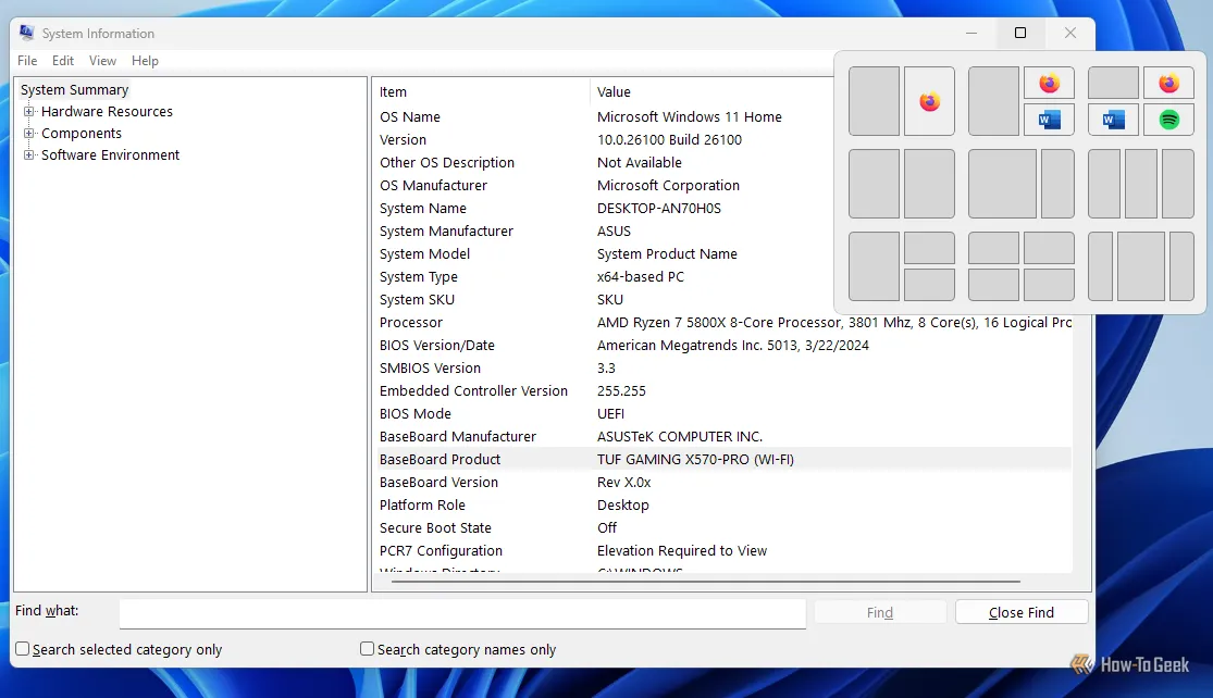 Các bố cục Snap Layouts mặc định có sẵn trong Windows 11.