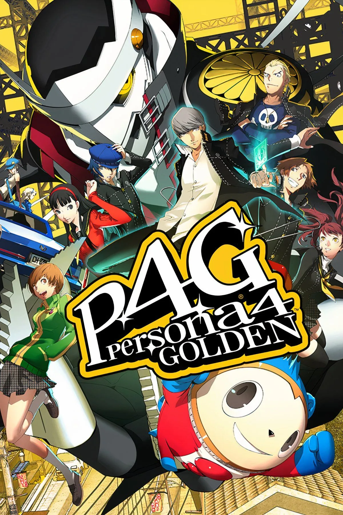 Các nhân vật chính của Persona 4 Golden trong một cảnh phim hoạt hình