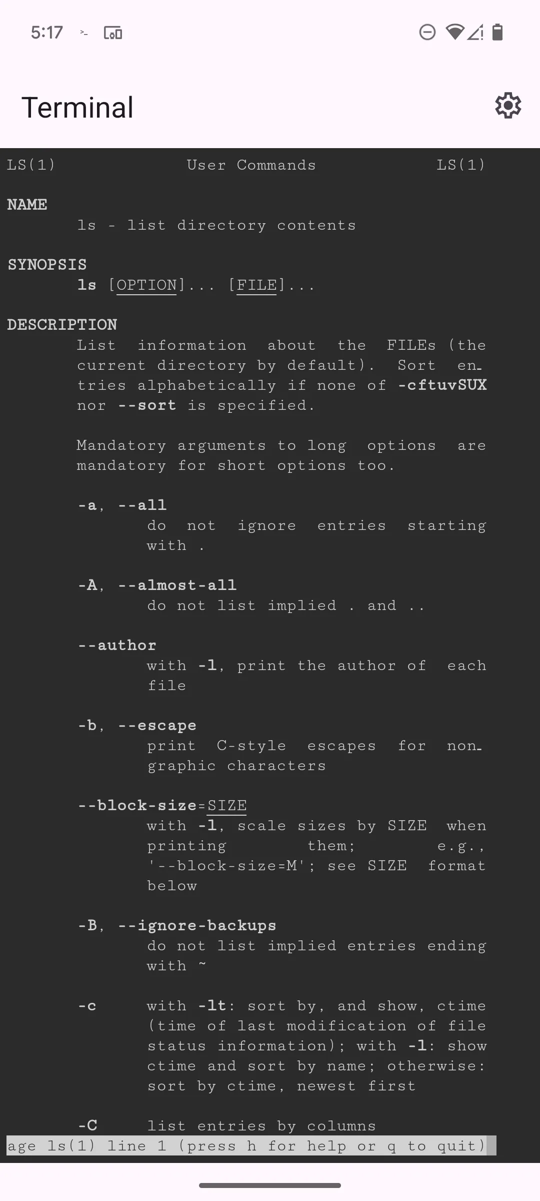 Các phím chức năng bổ sung như Ctrl, Alt, Tab, Esc xuất hiện phía trên bàn phím ảo khi sử dụng Linux Terminal trên Pixel, hỗ trợ thao tác lệnh phức tạp.