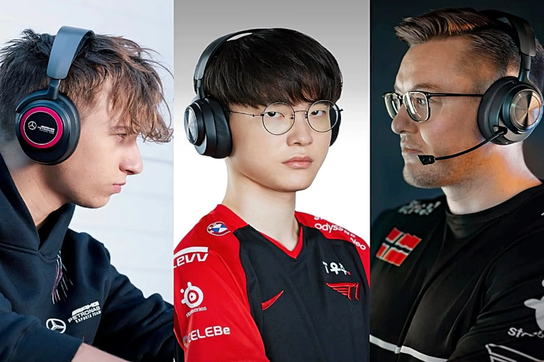 Các thành viên esports đại diện cho SteelSeries Arctis Nova Pro, thể hiện hình ảnh mạnh mẽ và chuyên nghiệp trong lĩnh vực gaming.