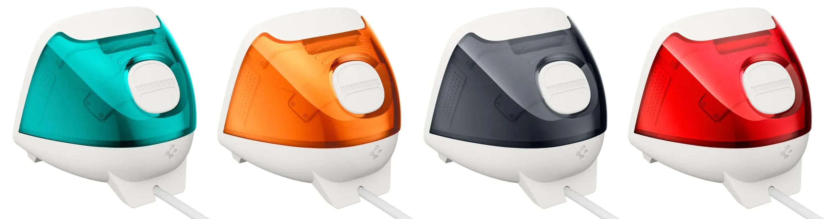Các tùy chọn màu sắc retro của đế sạc Apple Watch Spigen Classic C1: graphite, tangerine, ruby và xanh lam.