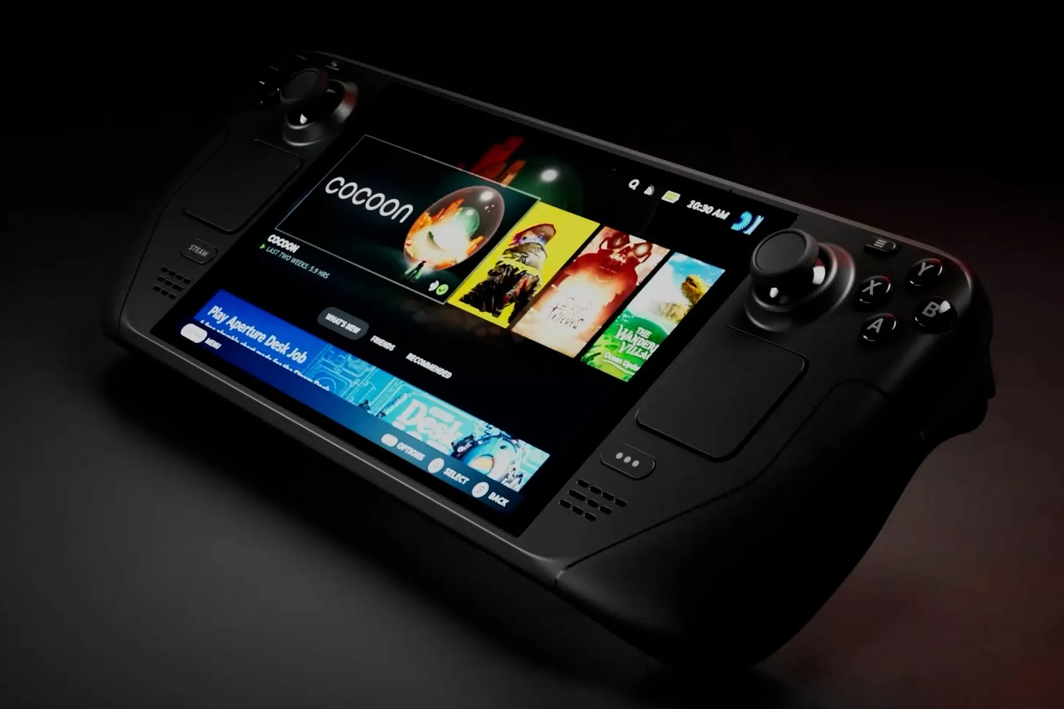 Cận cảnh màn hình OLED sống động của Steam Deck OLED, thể hiện trải nghiệm chơi game chất lượng cao trên thiết bị cầm tay
