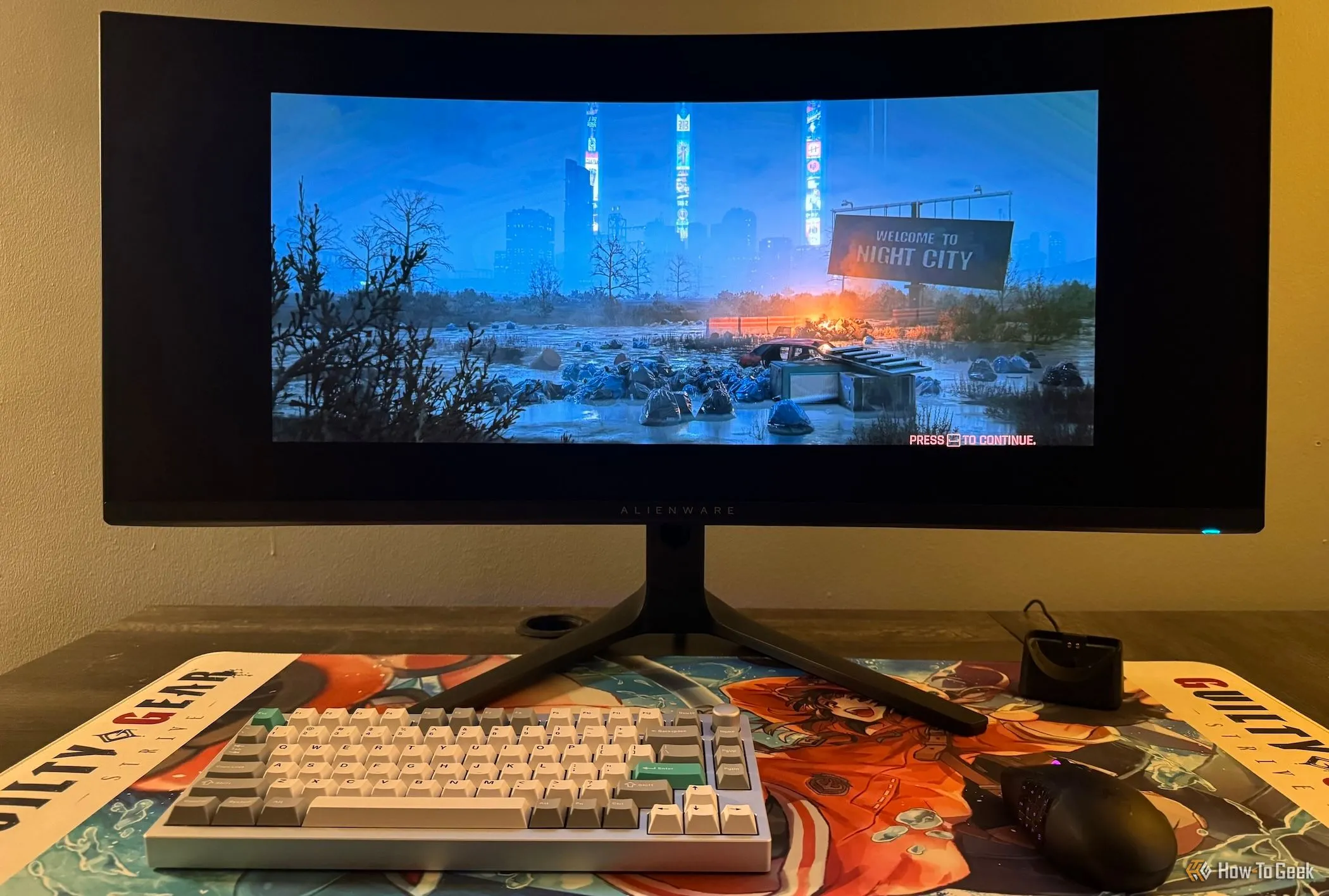 Cảnh cắt Cyberpunk 2077 bị pillarbox trên màn hình ultrawide, hiển thị các viền đen hai bên.