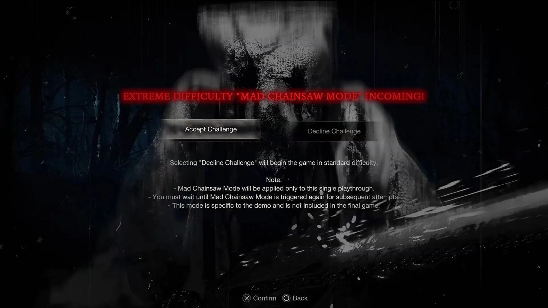 Chế độ Mad Chainsaw từ bản demo của Resident Evil 4 (2023), hiển thị cảnh hành động trong game