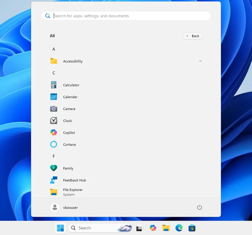Danh sách tất cả ứng dụng trên Start Menu Windows 11 hiện tại