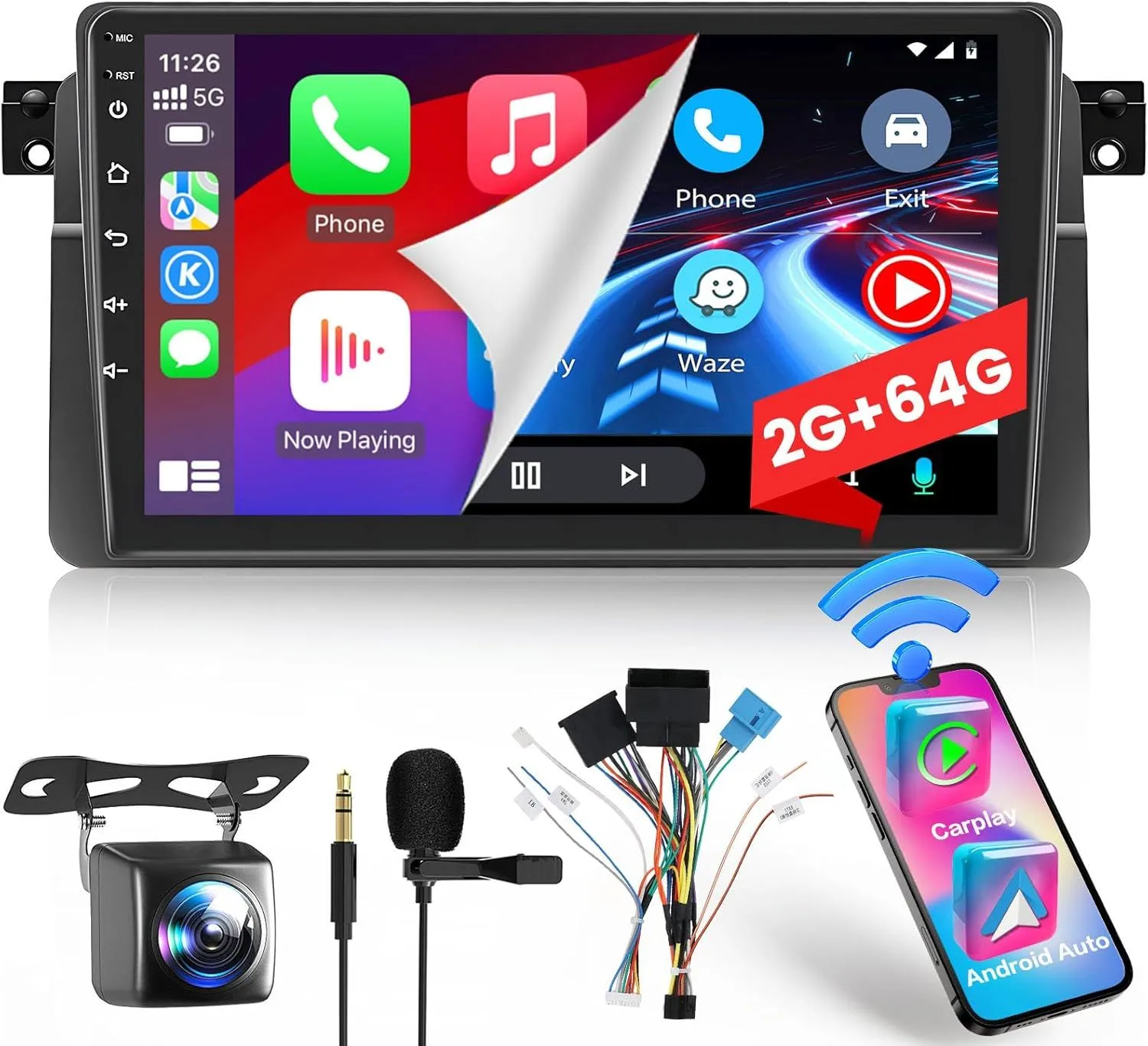Đầu Android Hikity 2+64GB dành cho BMW E46 với màn hình cảm ứng lớn