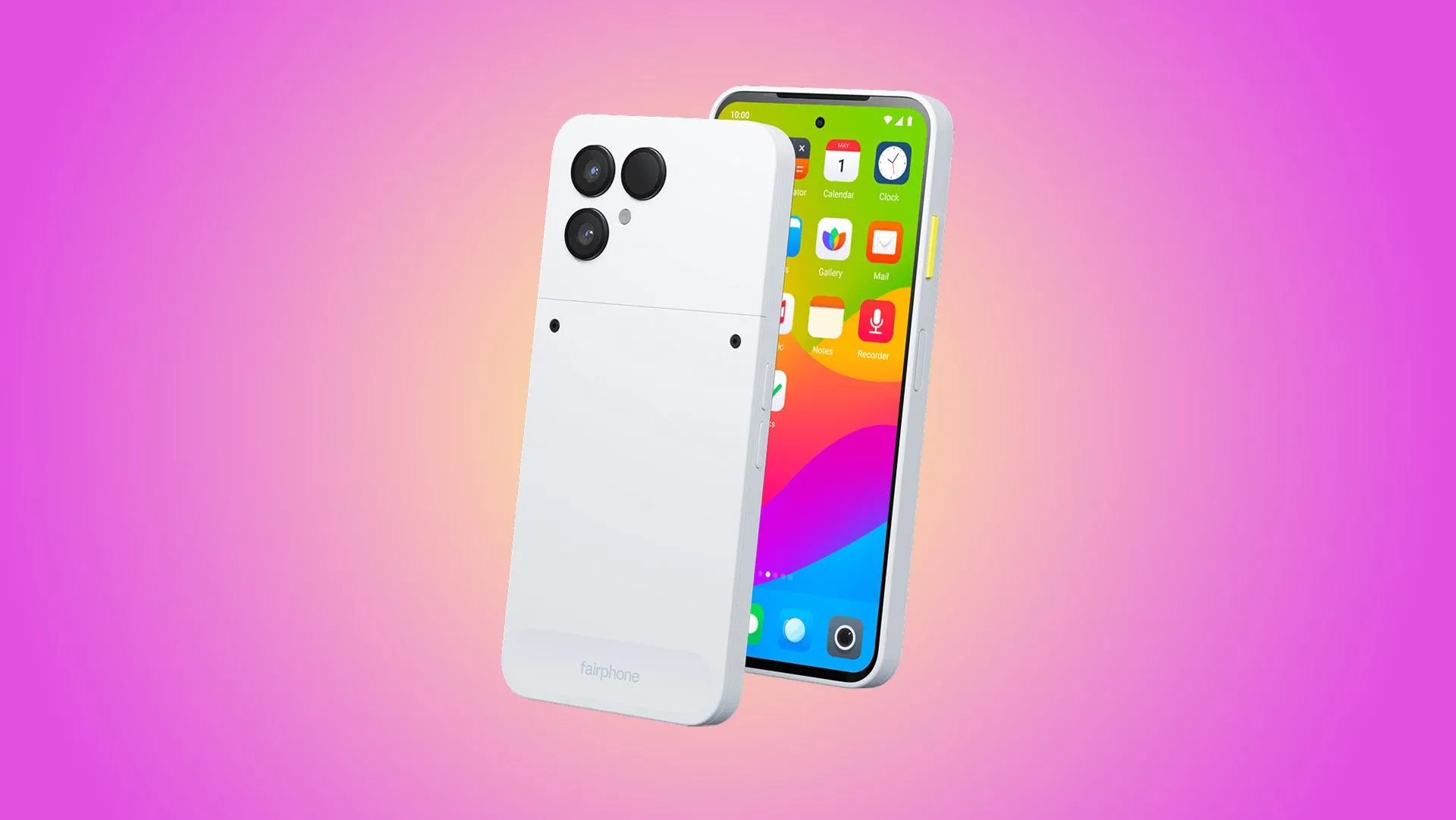 Điện thoại Fairphone 6 màu xanh lam, được đặt trên một bề mặt, tôn lên thiết kế bền vững và khả năng sửa chữa