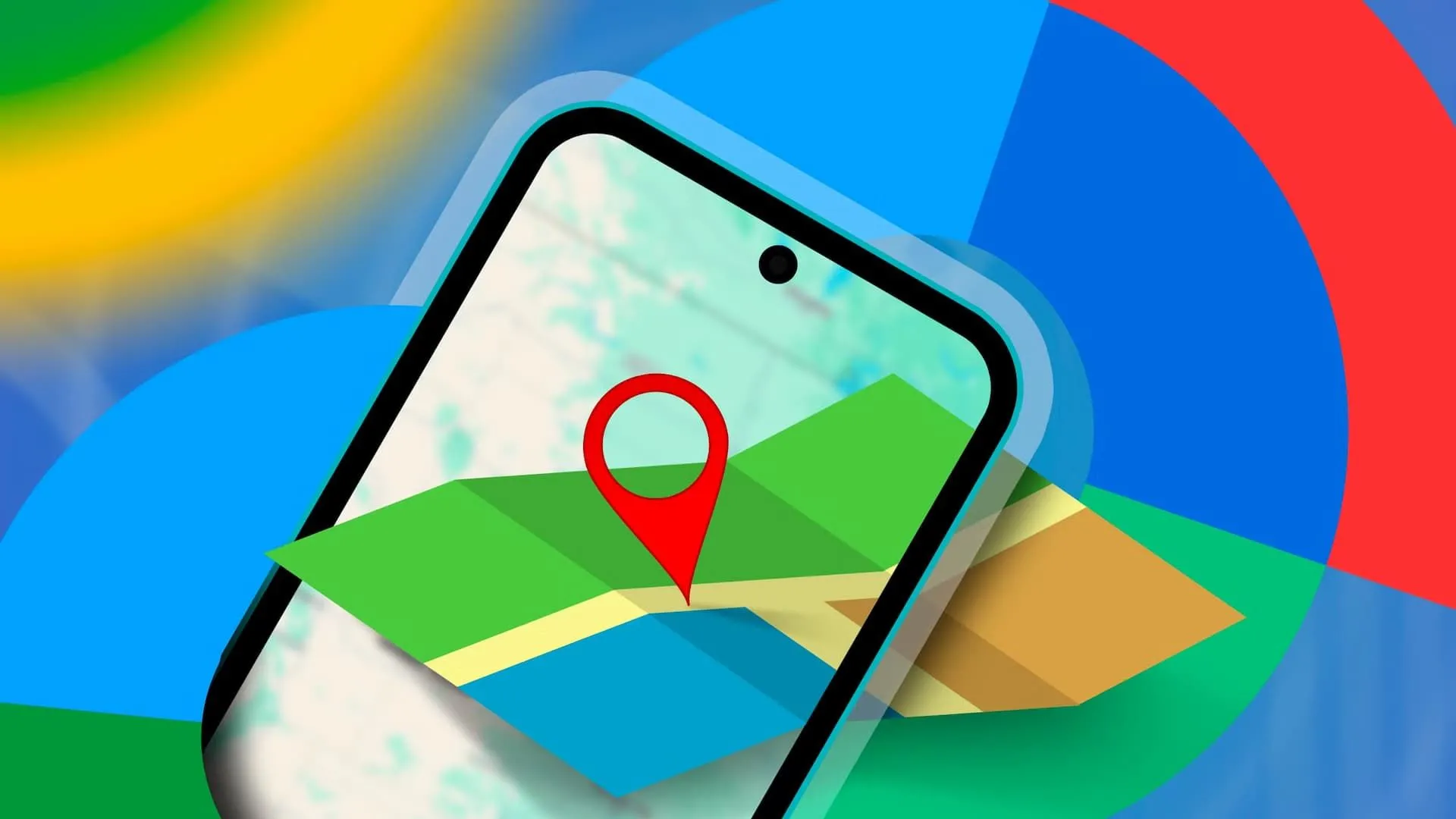 Điện thoại với logo Google Find My Device và bản đồ hiển thị vị trí, biểu thị khả năng theo dõi thiết bị