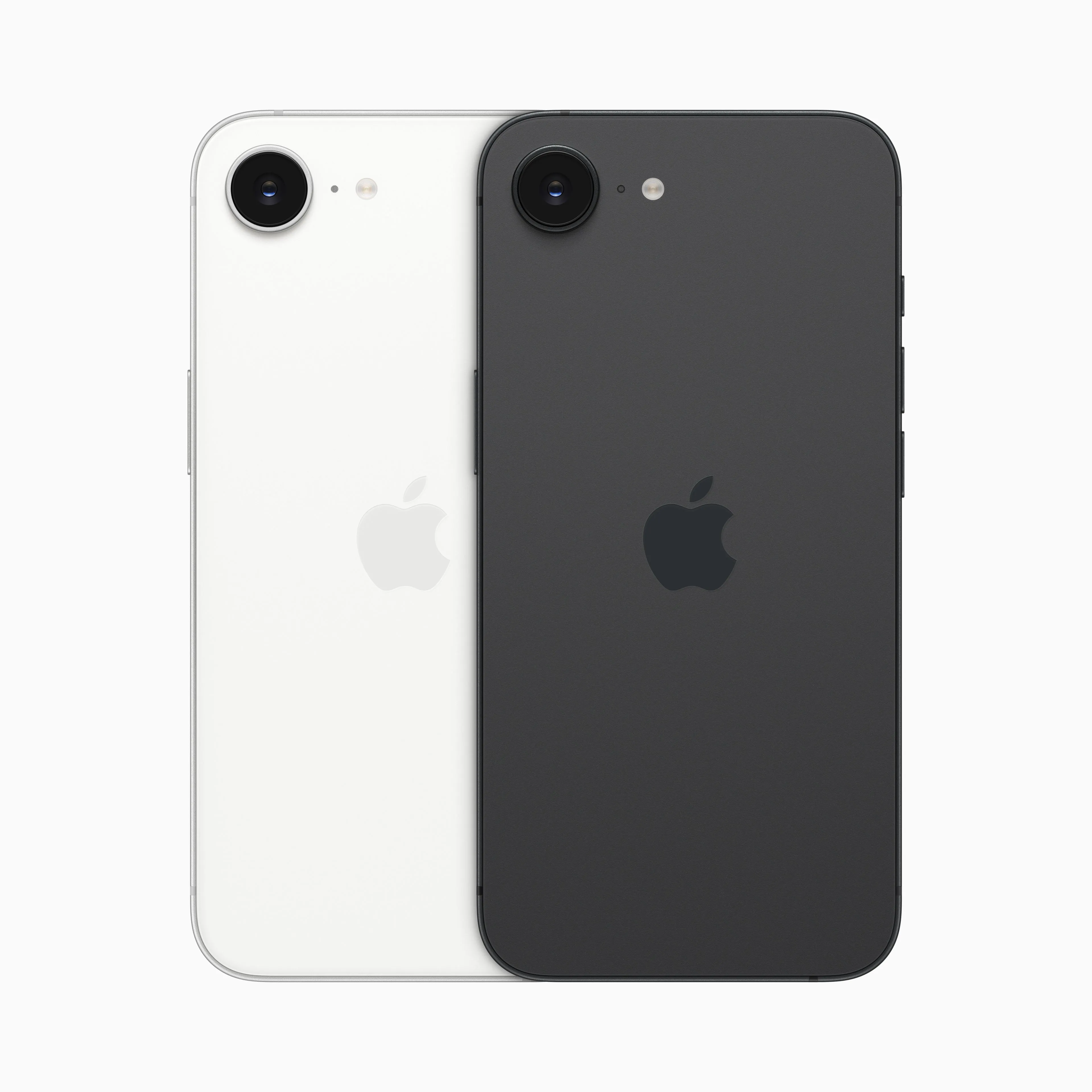 Dòng sản phẩm iPhone 16e với nhiều màu sắc khác nhau, hiển thị cả mặt trước và mặt sau của thiết bị.
