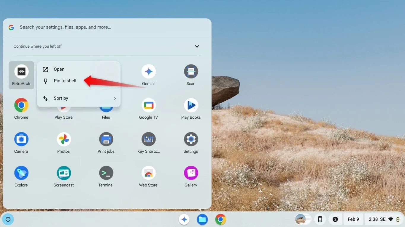 Ghim một ứng dụng thường dùng vào thanh Shelf trên ChromeOS